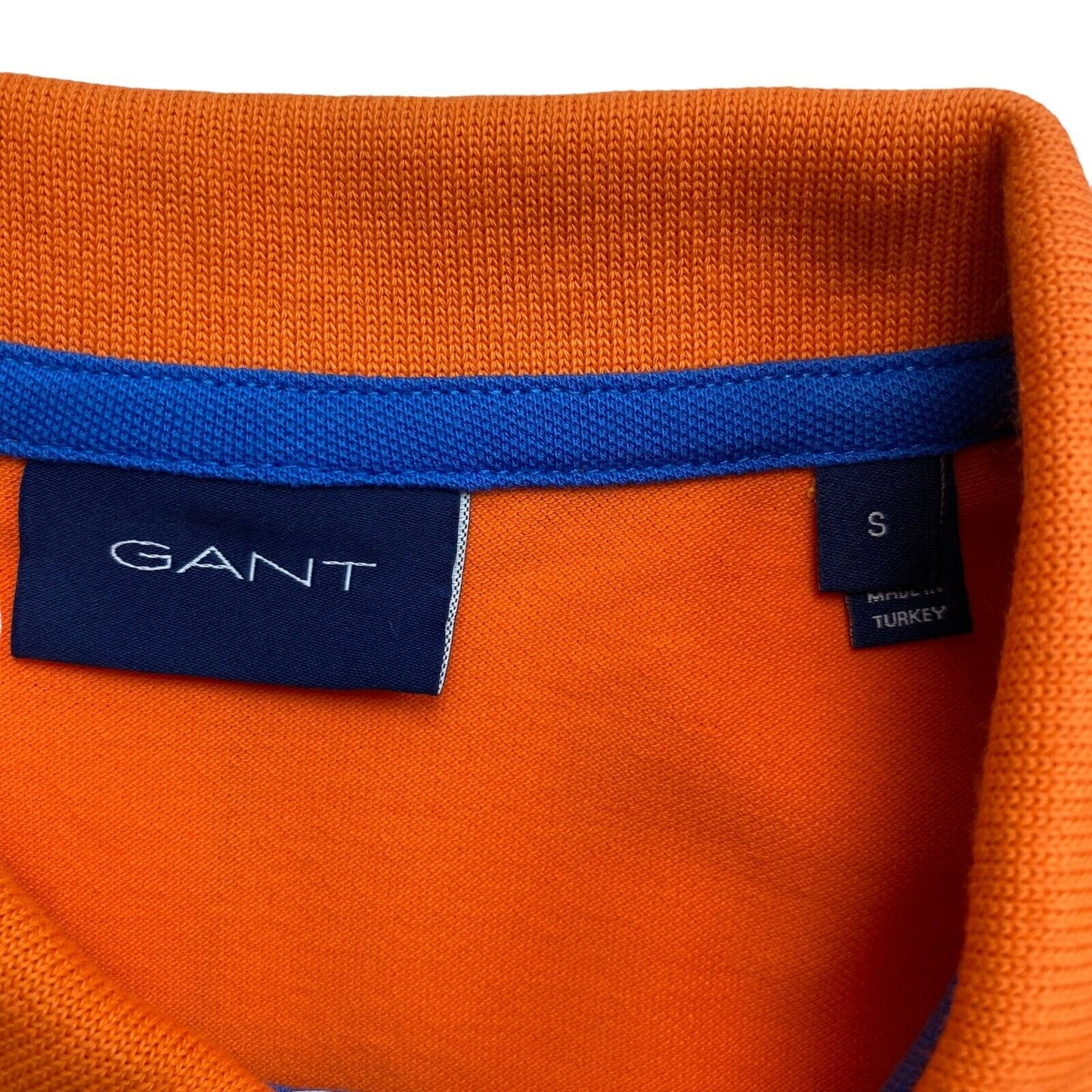 GANT Orange Contrast Collar Pique Rugger Polo Shirt Size S