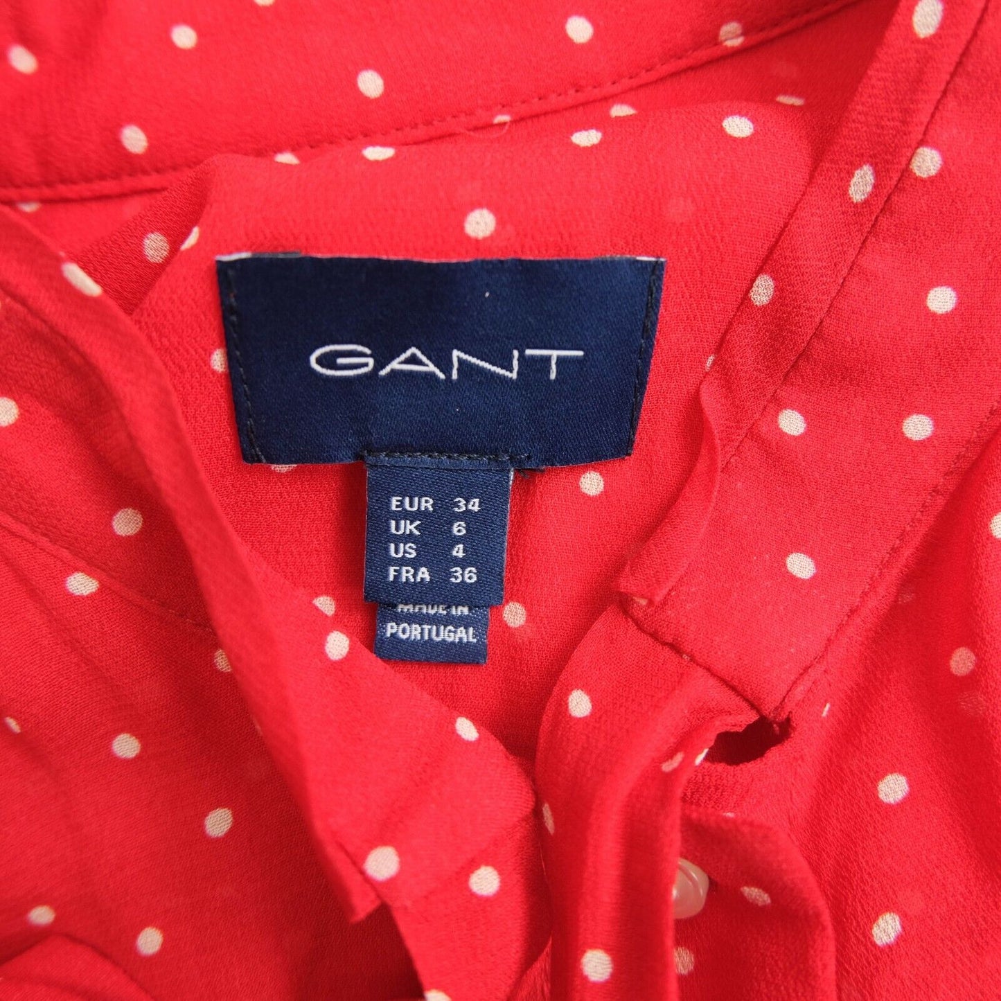 GANT Red Polka Dot Ribbon Shirt Size EU 34 UK 6 US 4