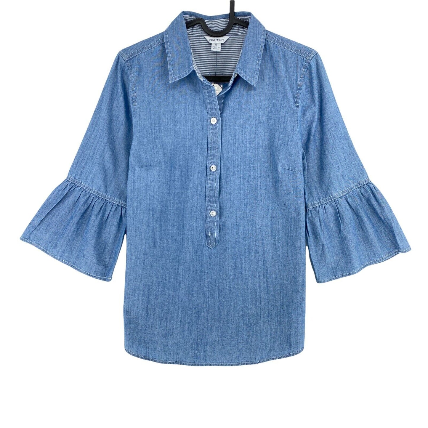 NAUTICA Blue Flared Sleeves Shirt Size XS