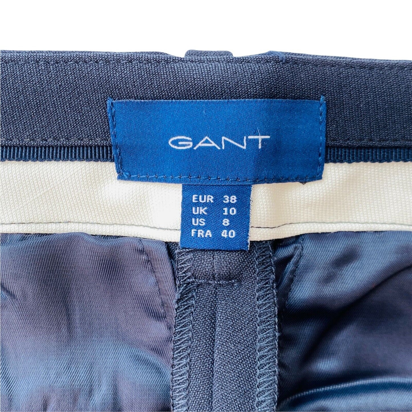 GANT Women Navy Blue Relaxed Fit Cropped Trousers Size EUR 38 UK 10 US 8 W31