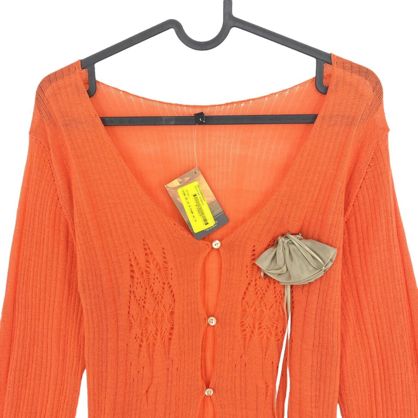 LANEROSSI Orange 100% Merino Wool Cardigan Size 1 - S