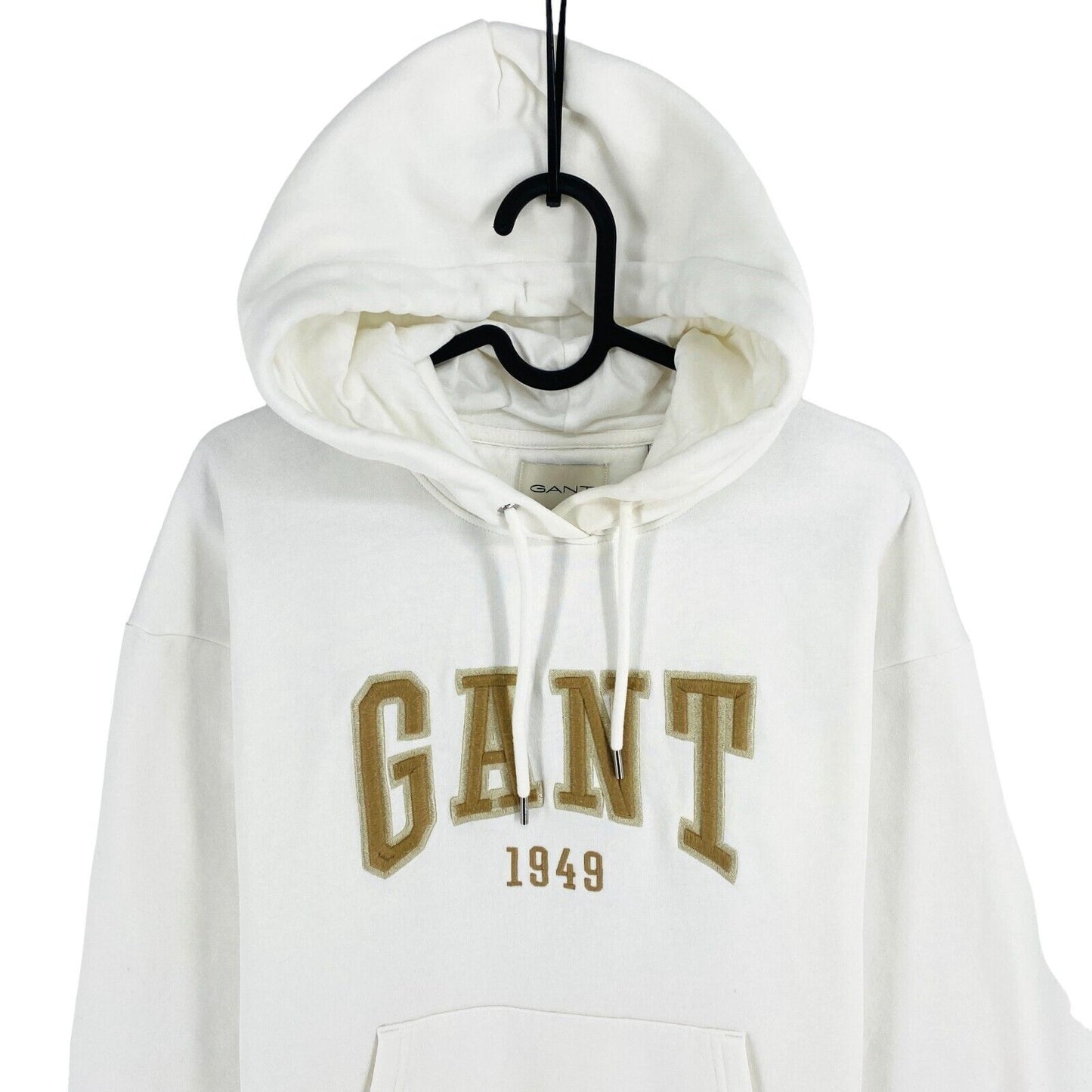 GANT Women White Logo Hoodie Jumper Sweater Size S