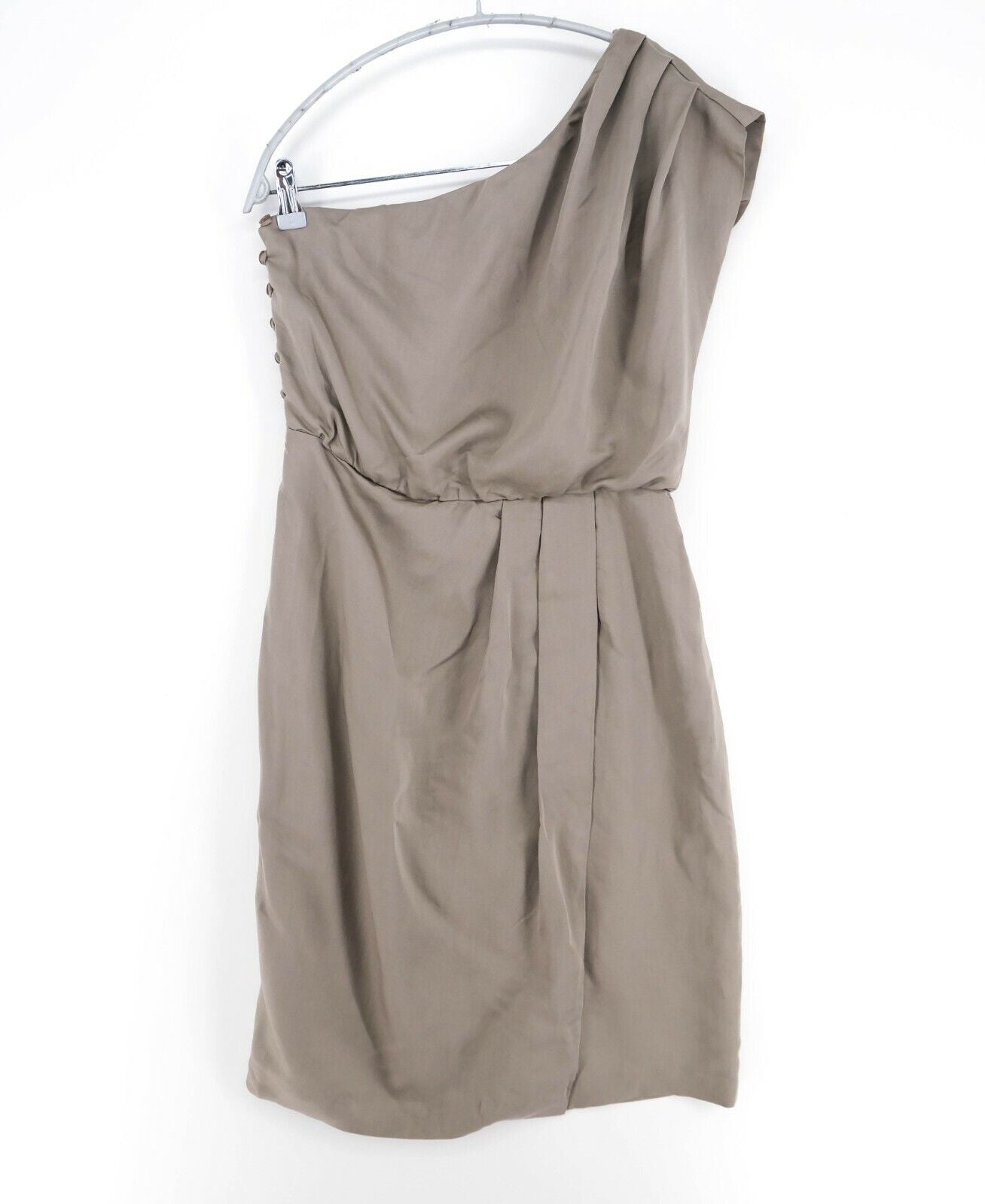 RRP €105 FRENCH CONNECTION Light Grey One Shoulder Dress Size 10 - S