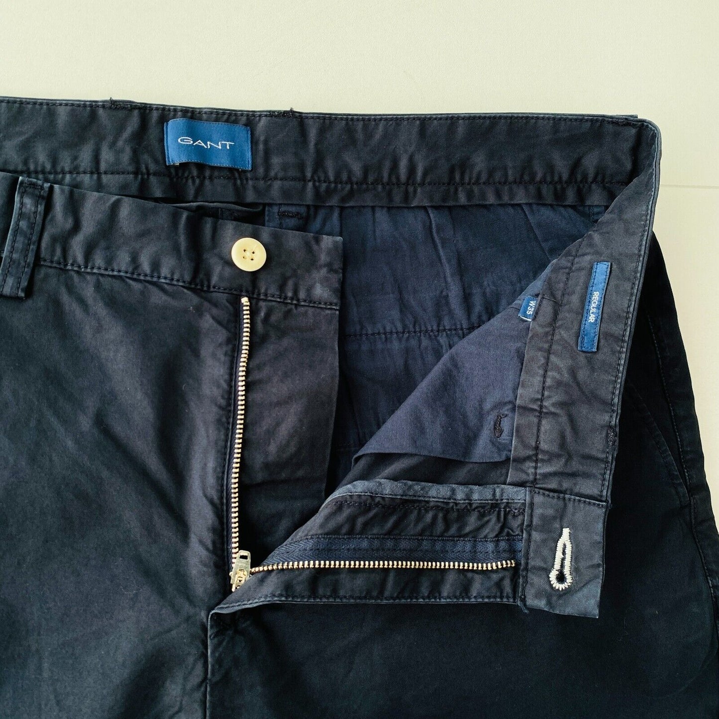 GANT Mens Dark Blue Regular Fit Chino Shorts Size W35