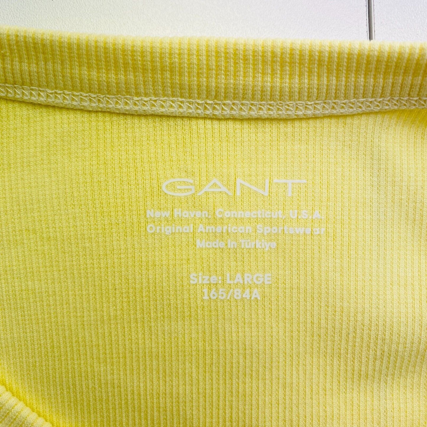 GANT Women Yellow Sun Faded Crew Neck Rib Tank Top Size L