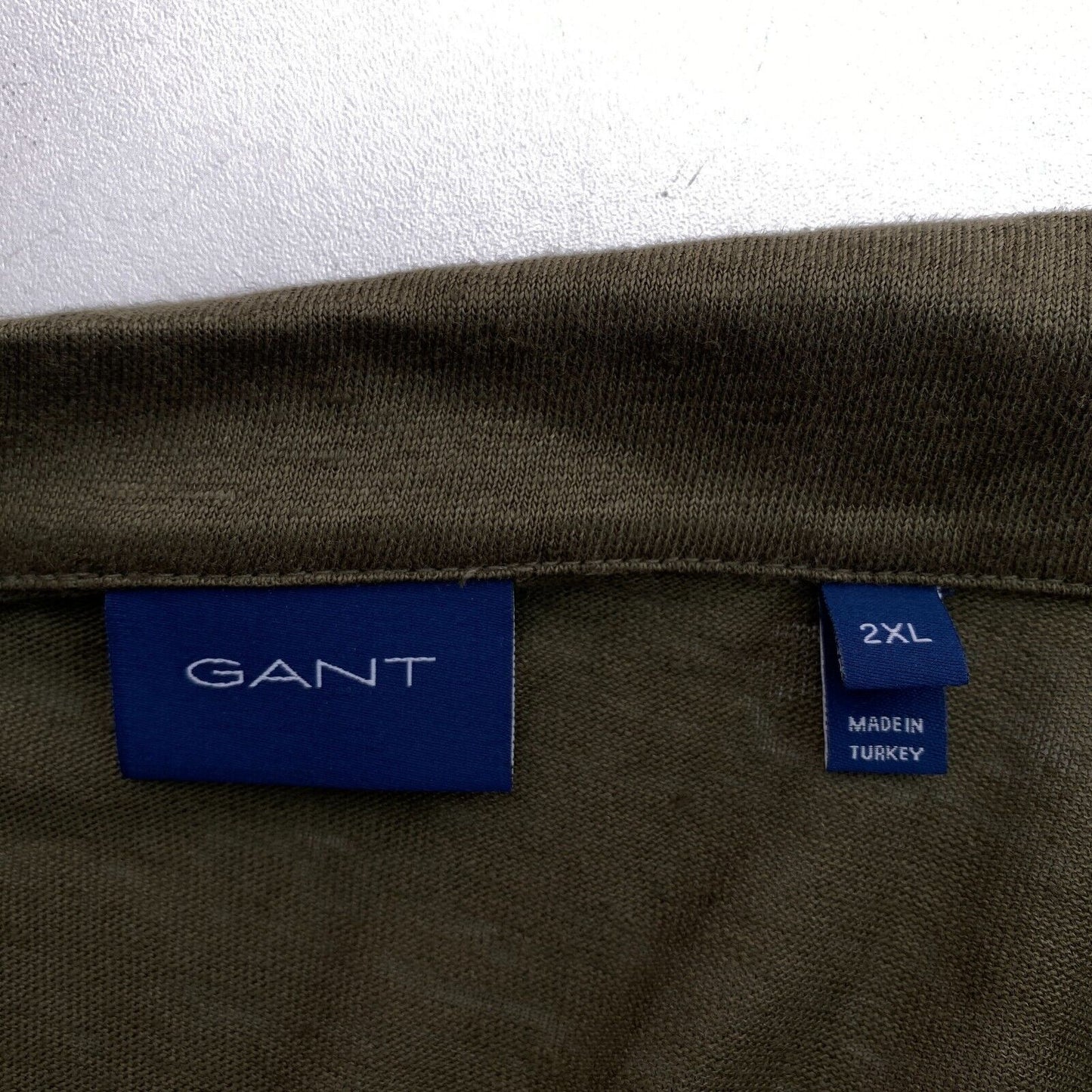 GANT Men Dark Green Linen Rugger Short Sleeves Polo Shirt Size 2XL XXL