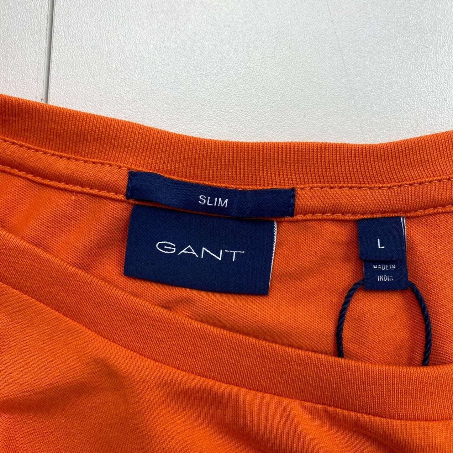 GANT Men Orange Original Slim Fit Crew Neck Short Sleeves T-Shirt Size L