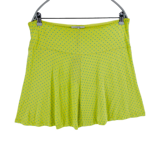 Vanilia Polka Dot Yellow Flare Jersey Skirt Size M