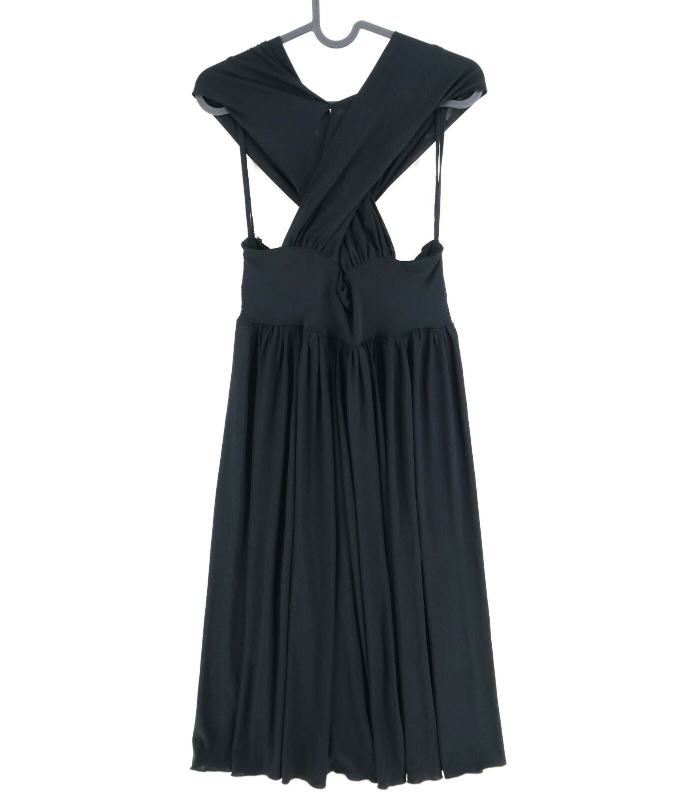 NUAN Black V Neck Pleated Dress Size 44