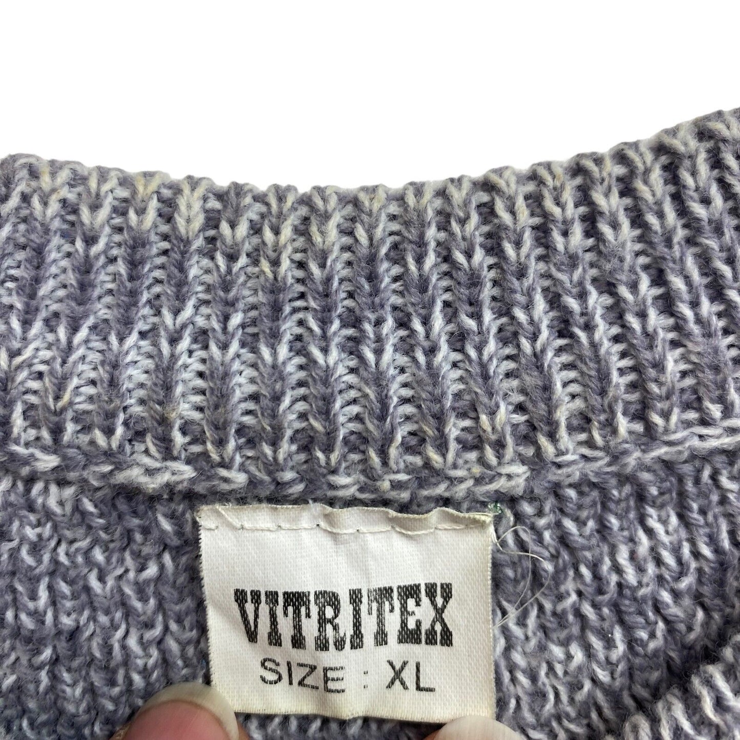 Cosby Vintage Retro 90s Vitritex Grey Sweater Pullover Size XL