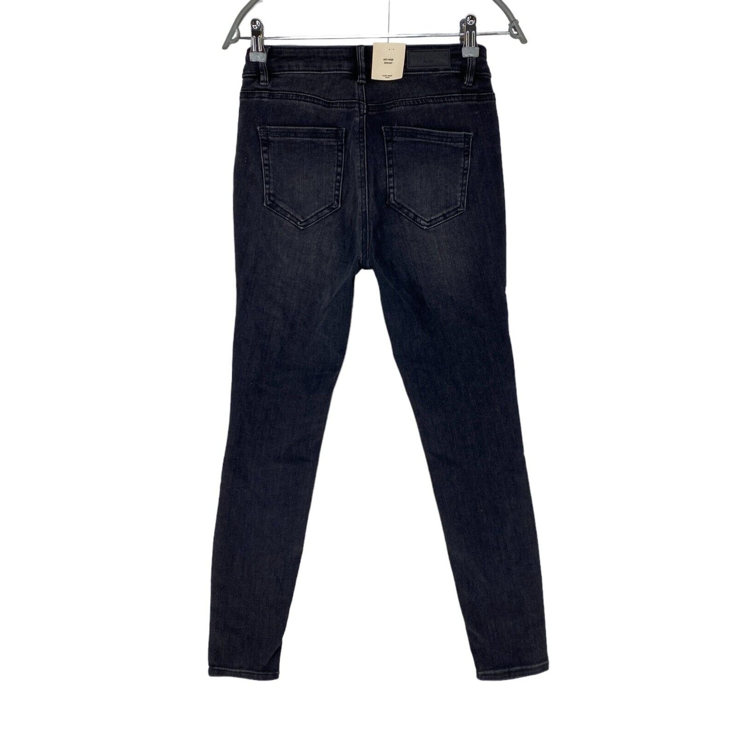 VERO MODA FLASH Damen Jeans mit mittelhohem Bund und Skinny-Fit, Dunkelgrau, Größe M, W28, L30