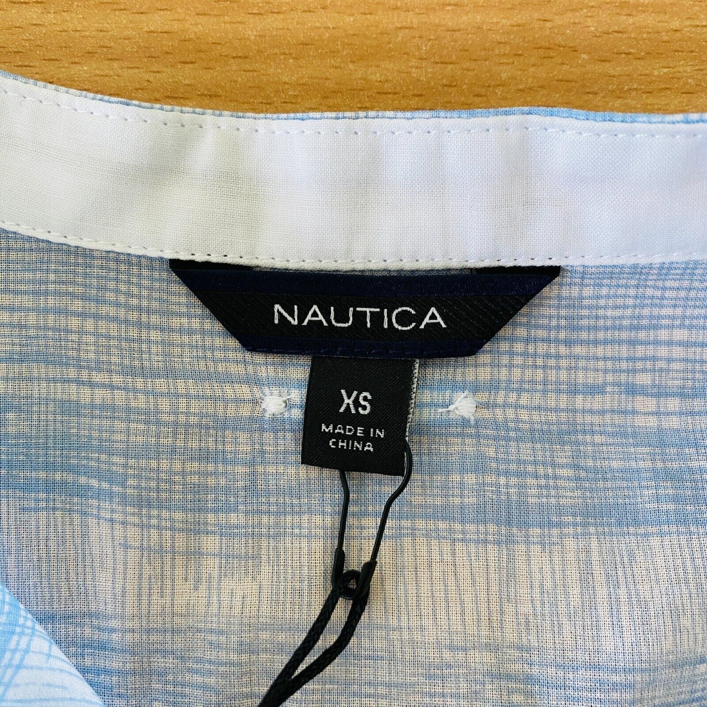 NAUTICA Women Light Blue Striped 100% Cotton Flared Shirt Size XS