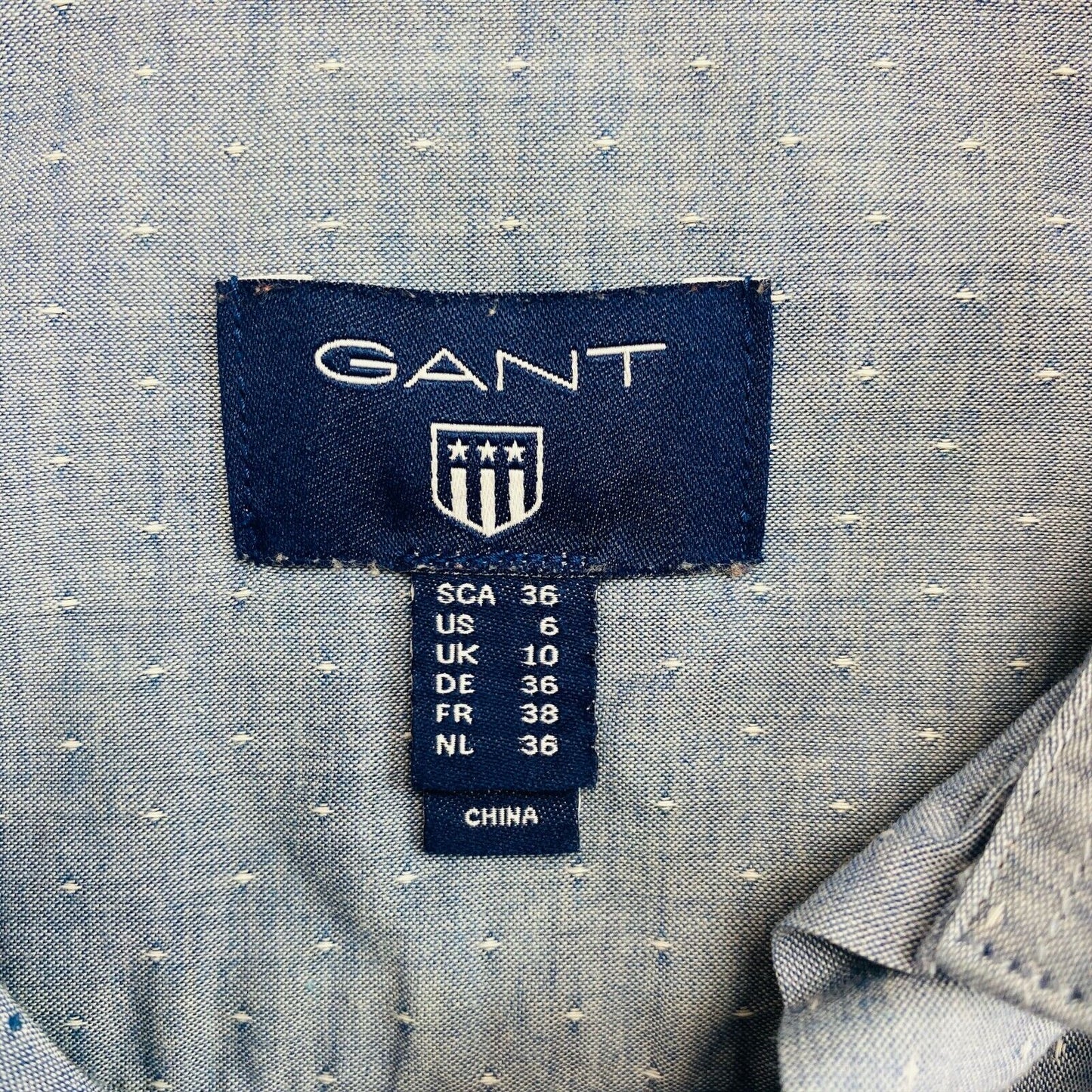 GANT Blue Micro Dot Print Shirt Size EU 36 UK 10 US 6