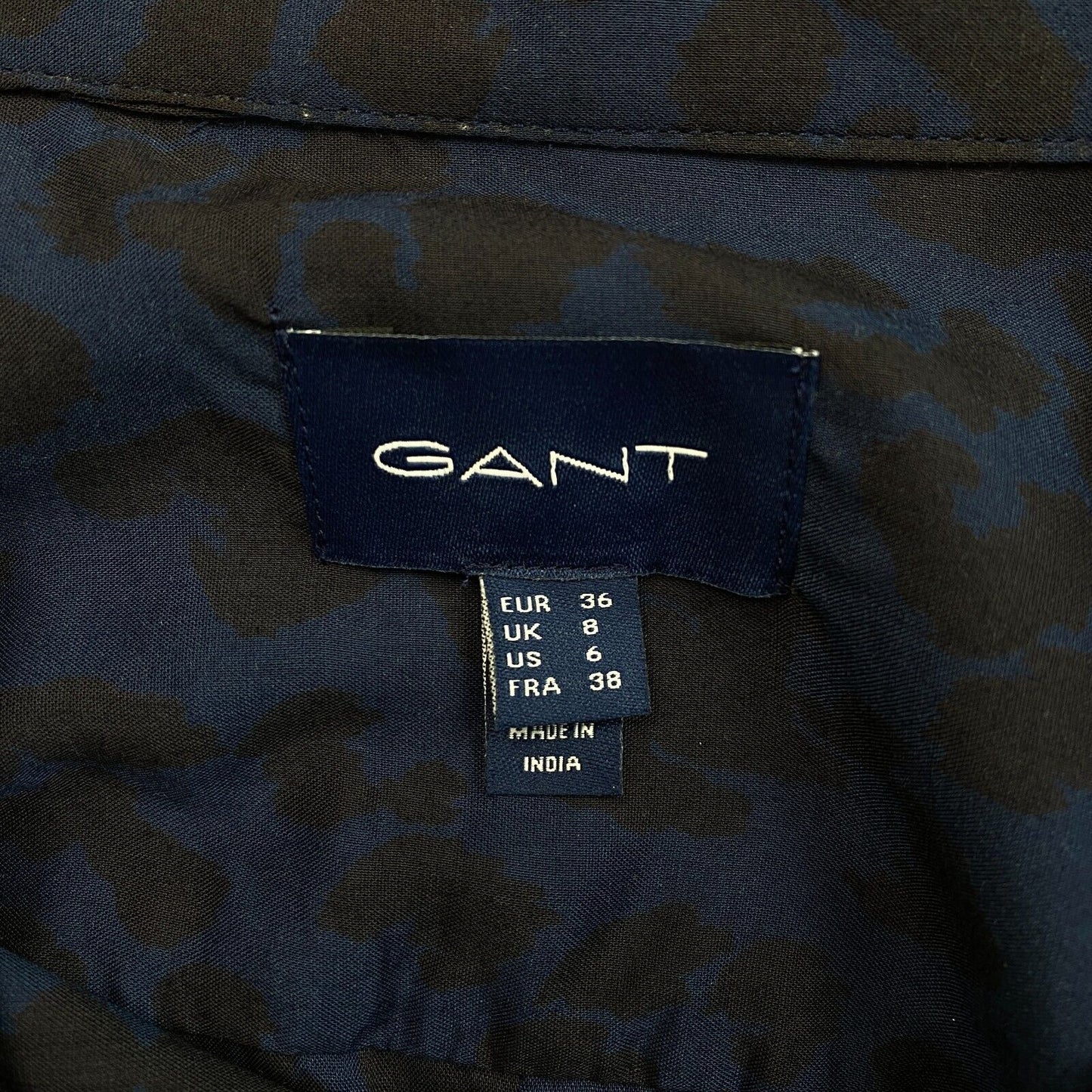 GANT Navy Blue Leopard Print Shirt Size EU 36 UK 8 US 6