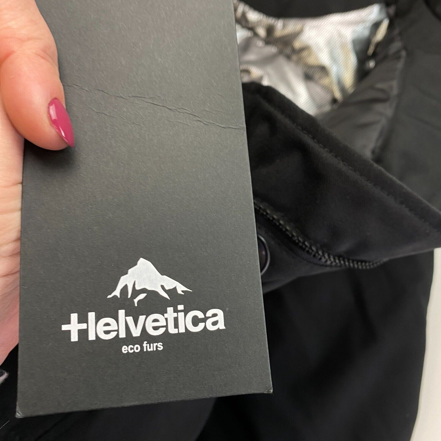 Helvetica Women Black Hooded Parka Jacket Coat Size S