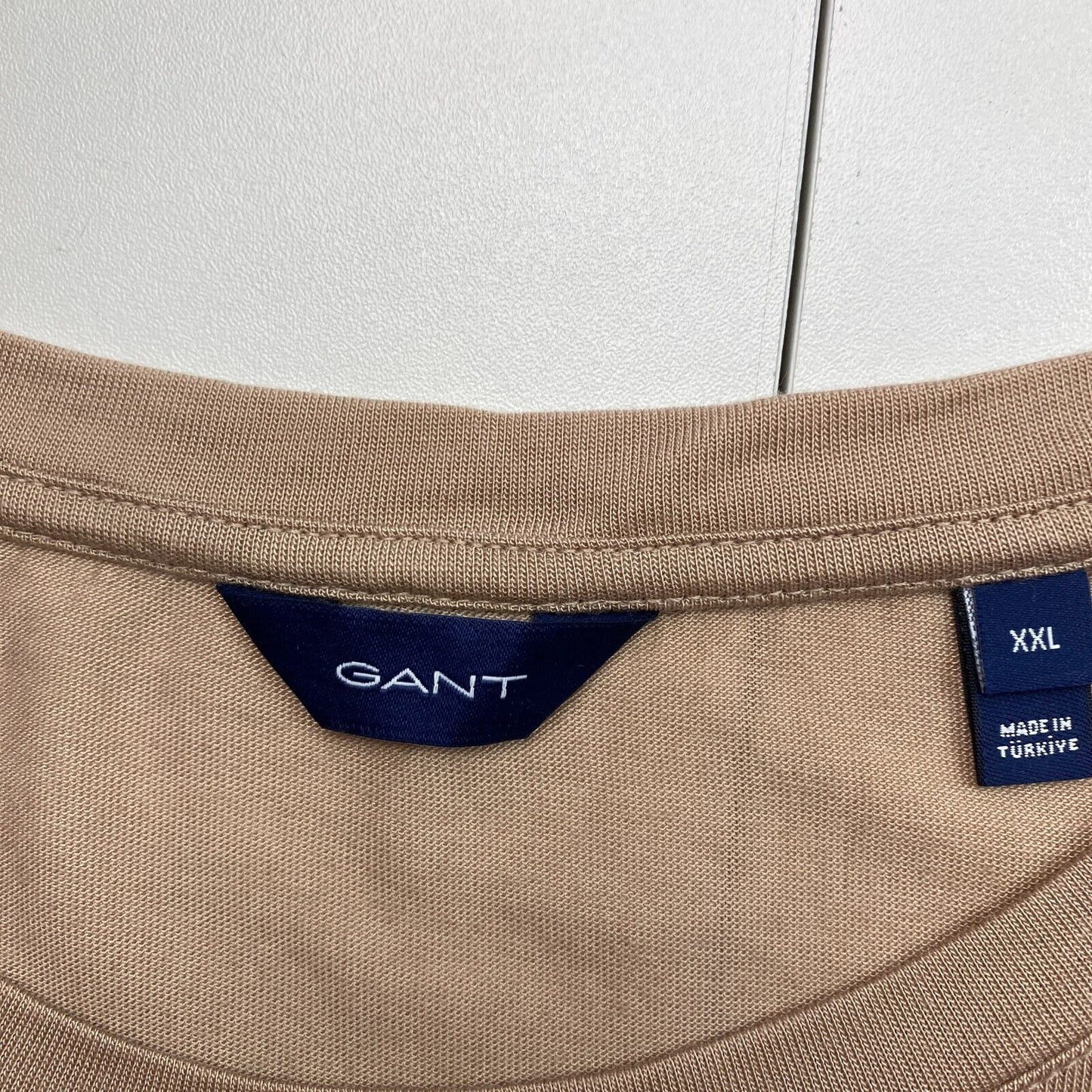 GANT Women Dark Beige Relaxed Draped Crew Neck SS T Shirt Size 2XL XXL