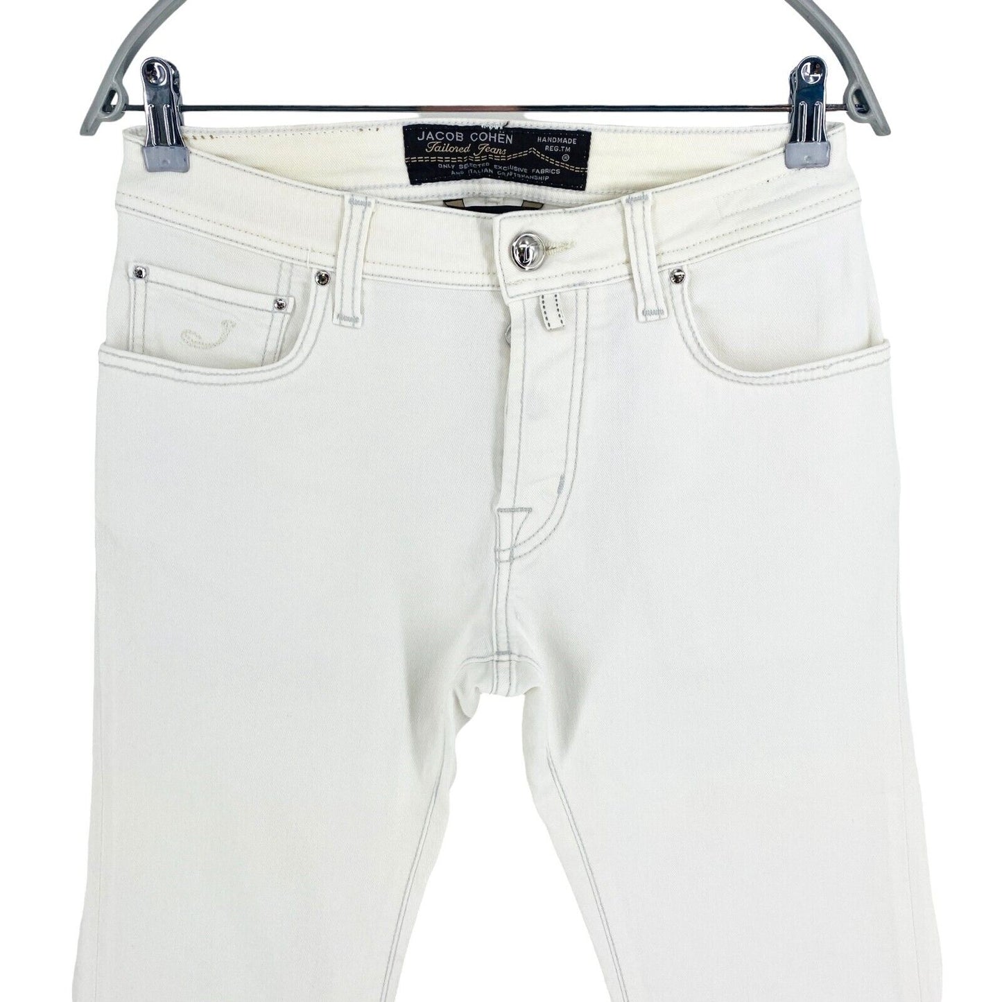 Jacob Cohen Homme 688 C Jean slim blanc Taille W30 L34 Fabriqué en Italie