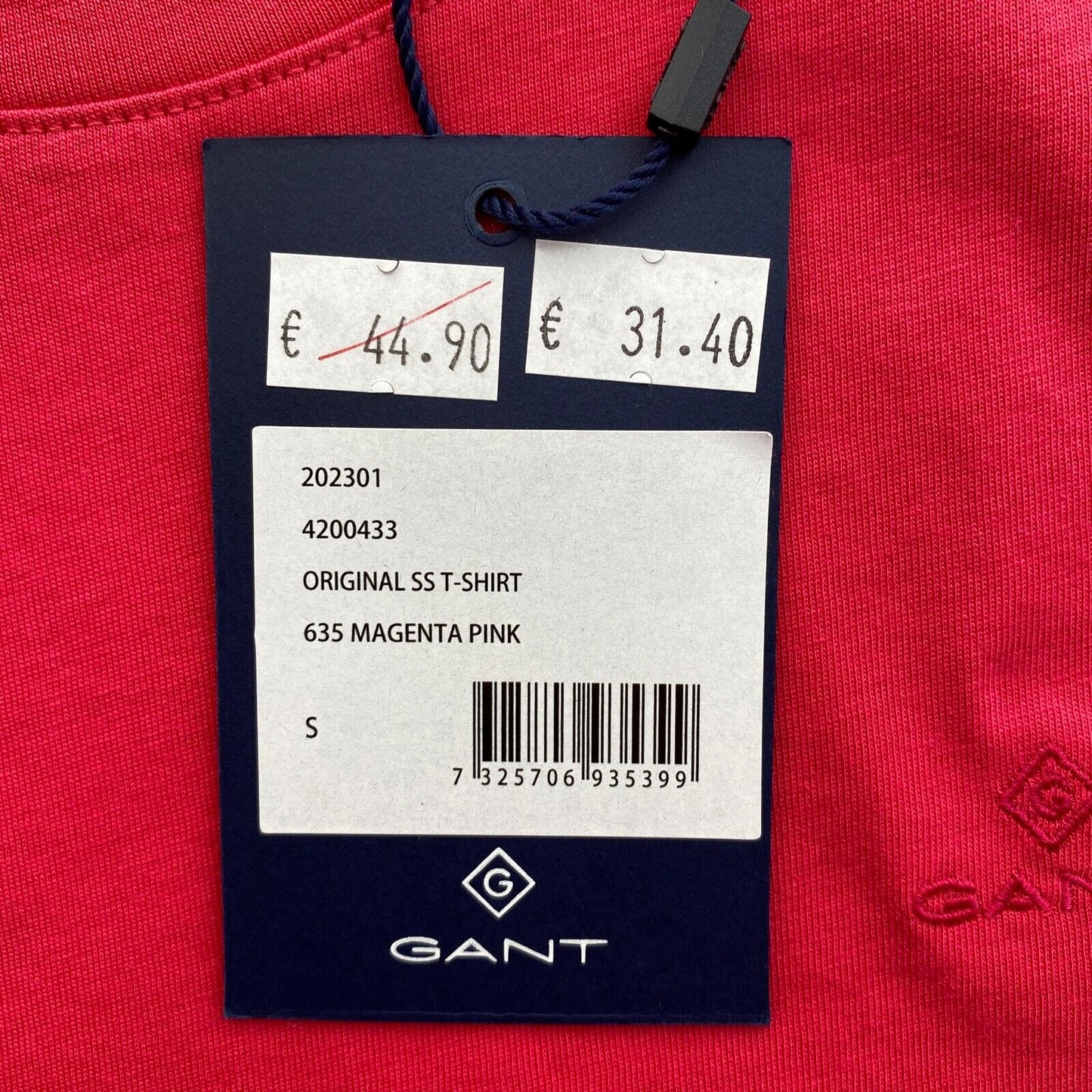 GANT Women Pink Original Crew Neck Short Sleeves T Shirt Size S