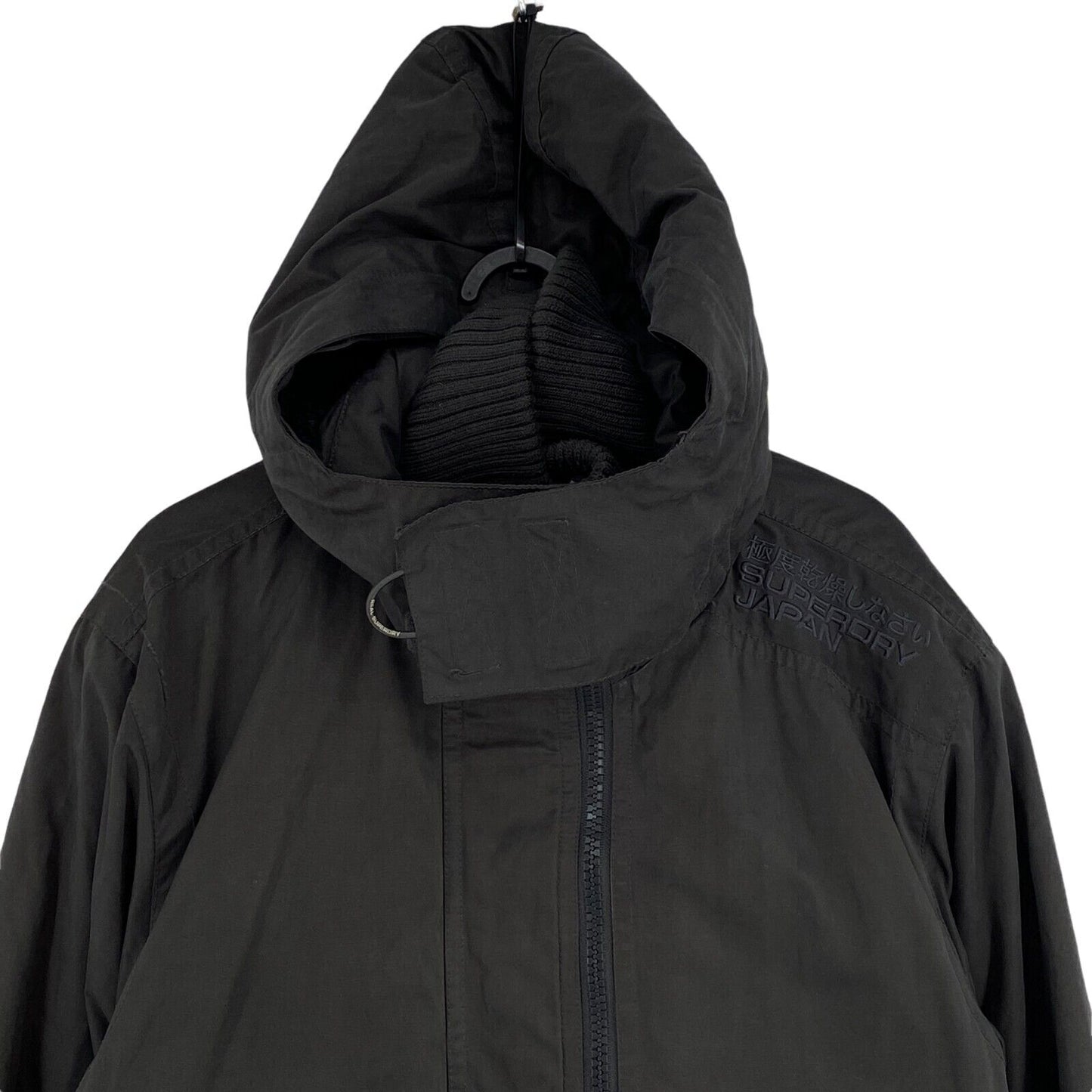 SUPERDRY Professional The WIndbomber Black Cotton Blend Hooded Jacket Size XL