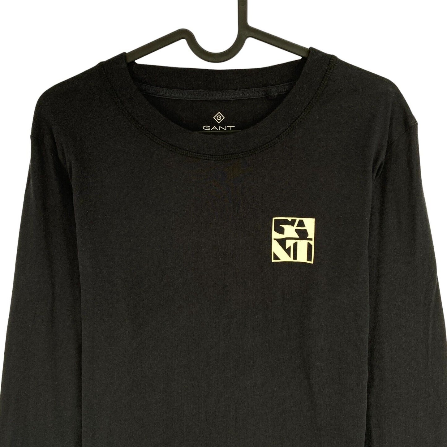 GANT Black Logo Crew Neck Long Sleeves T Shirt Size M