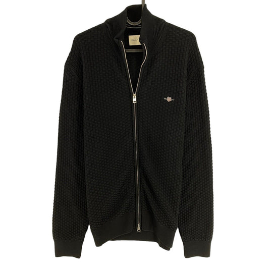 GANT Noir Coton Texture Pull Zippé Taille M