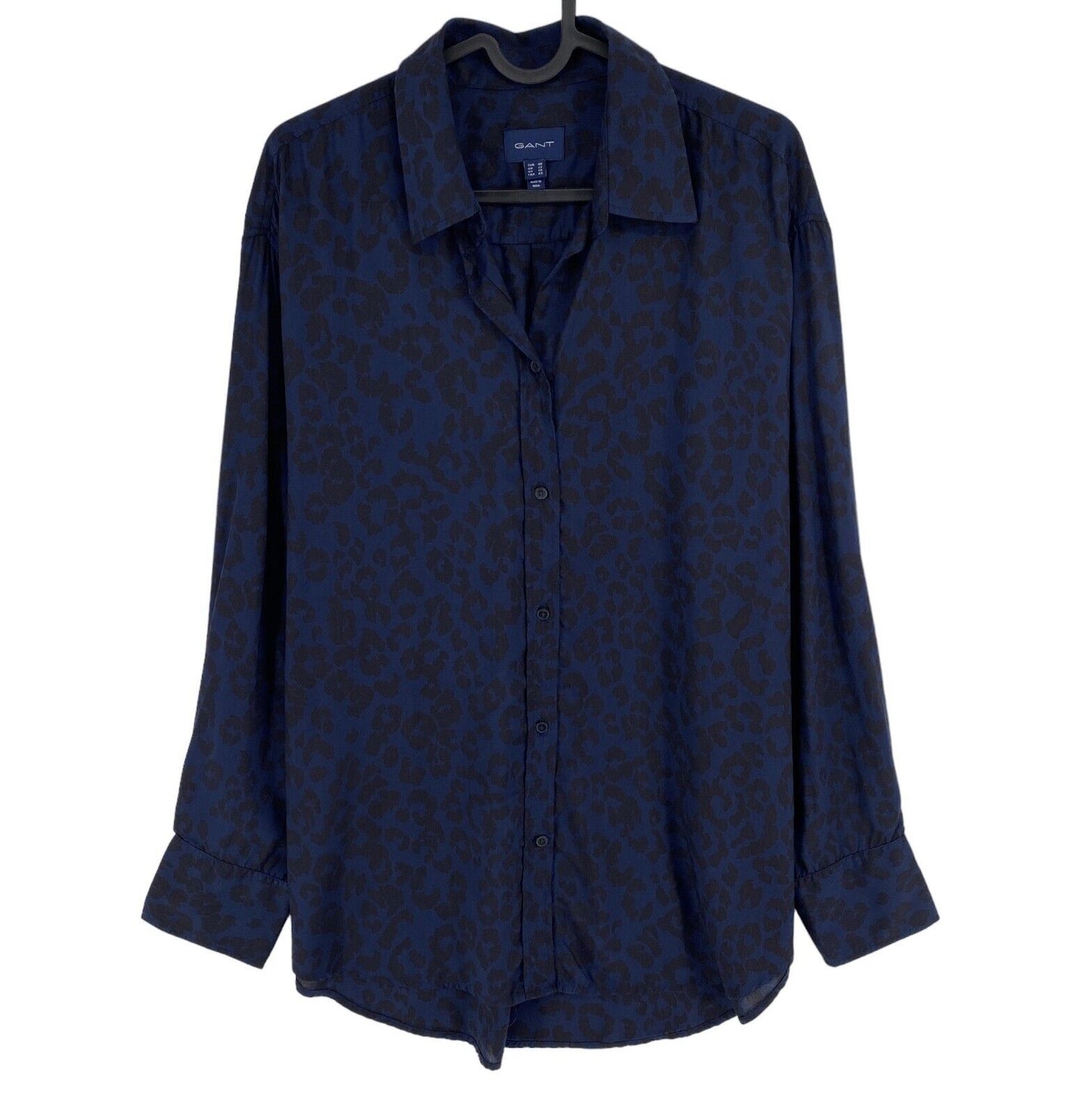 GANT Navy Blue Animal Print Relaxed Shirt Size EU 40 UK 12 US 10