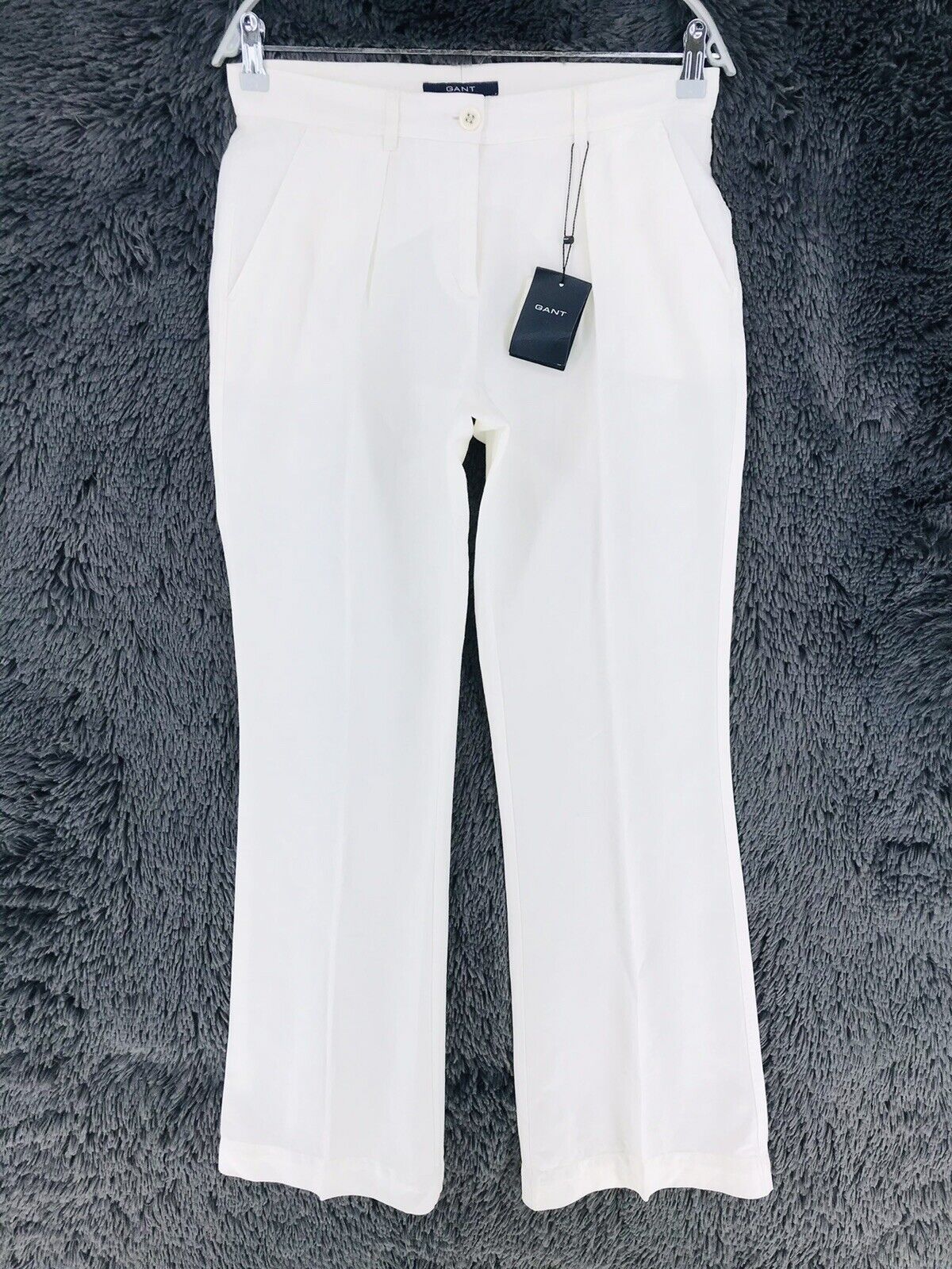 €189 GANT Women Cream White Bootcut Fit Linen Blend Trousers EUR 36 US 6 UK 10