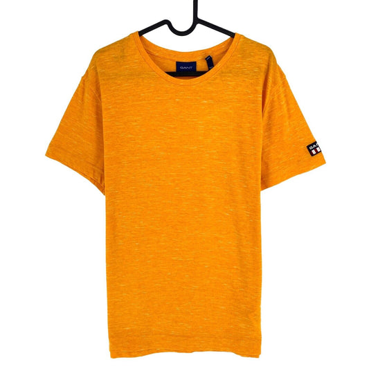 GANT Men Yellowish Orange Marled Crew Neck Short Sleeves T-Shirt Size M