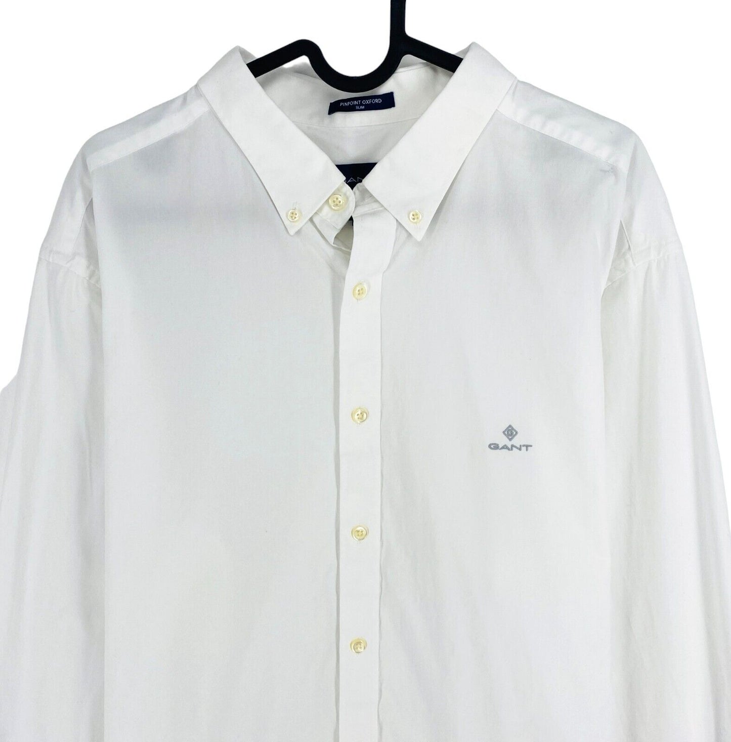 GANT Men White Pin Point Oxford Slim Fit Long Sleeves Shirt Size 2XL 45/46 18