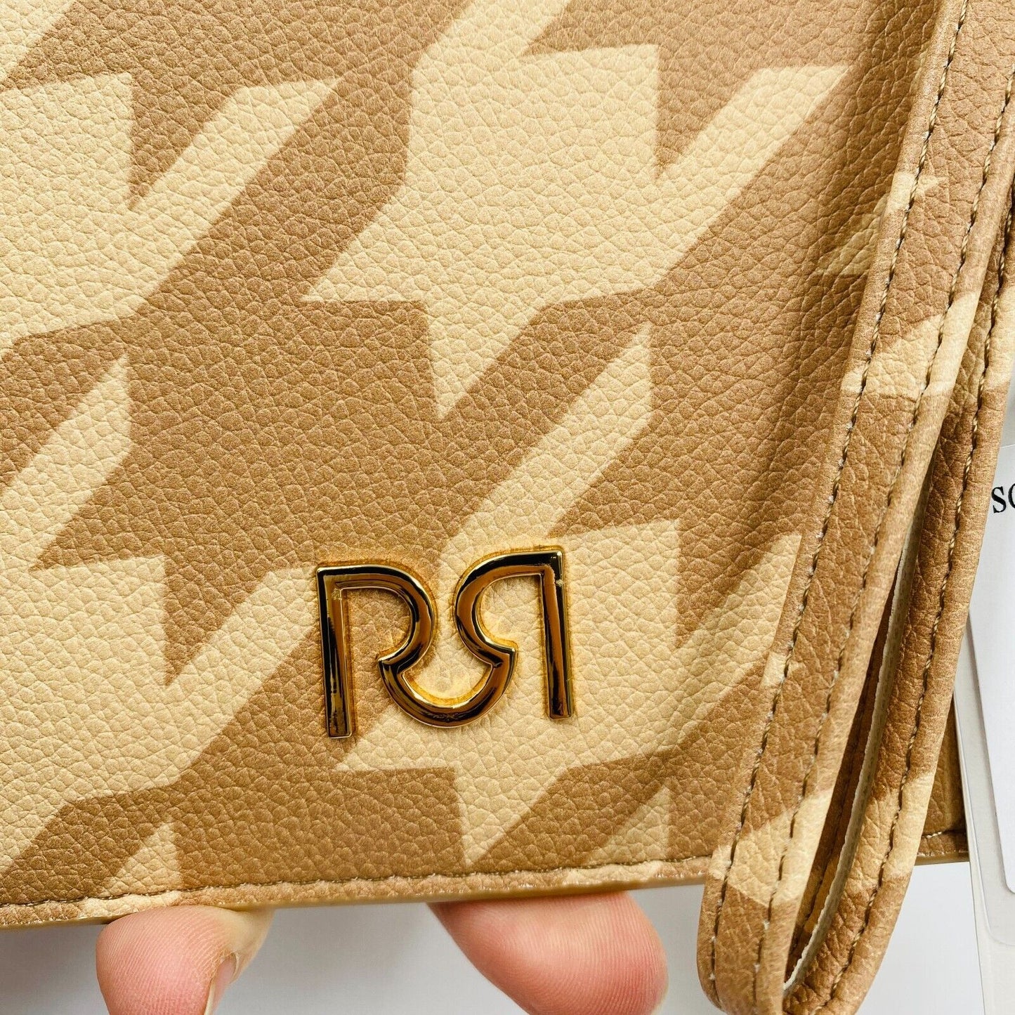 RINASCIMENTO Pochette portefeuille en cuir écologique beige