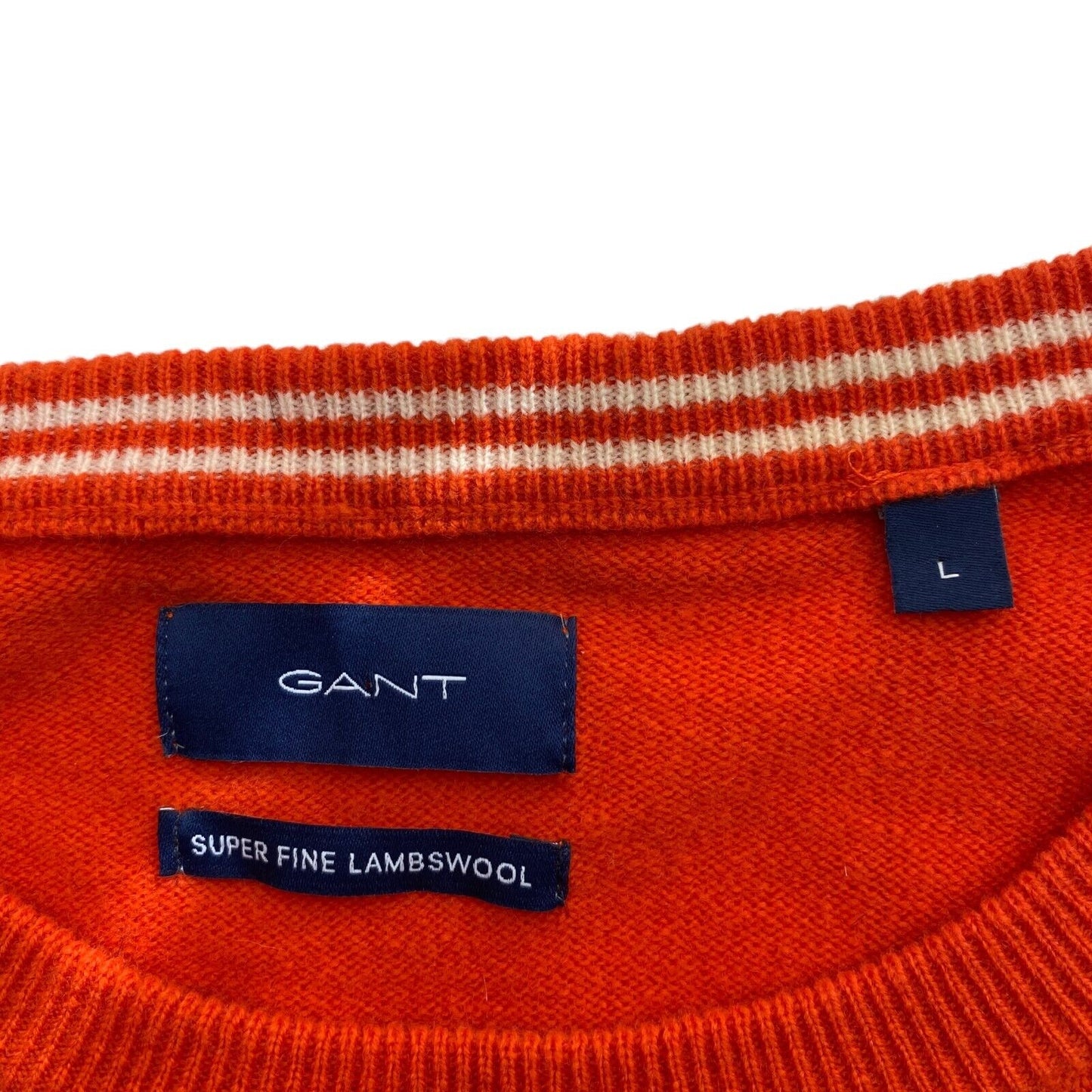 GANT Orange 100% Wool Crew Neck Sweater Pullover Size L