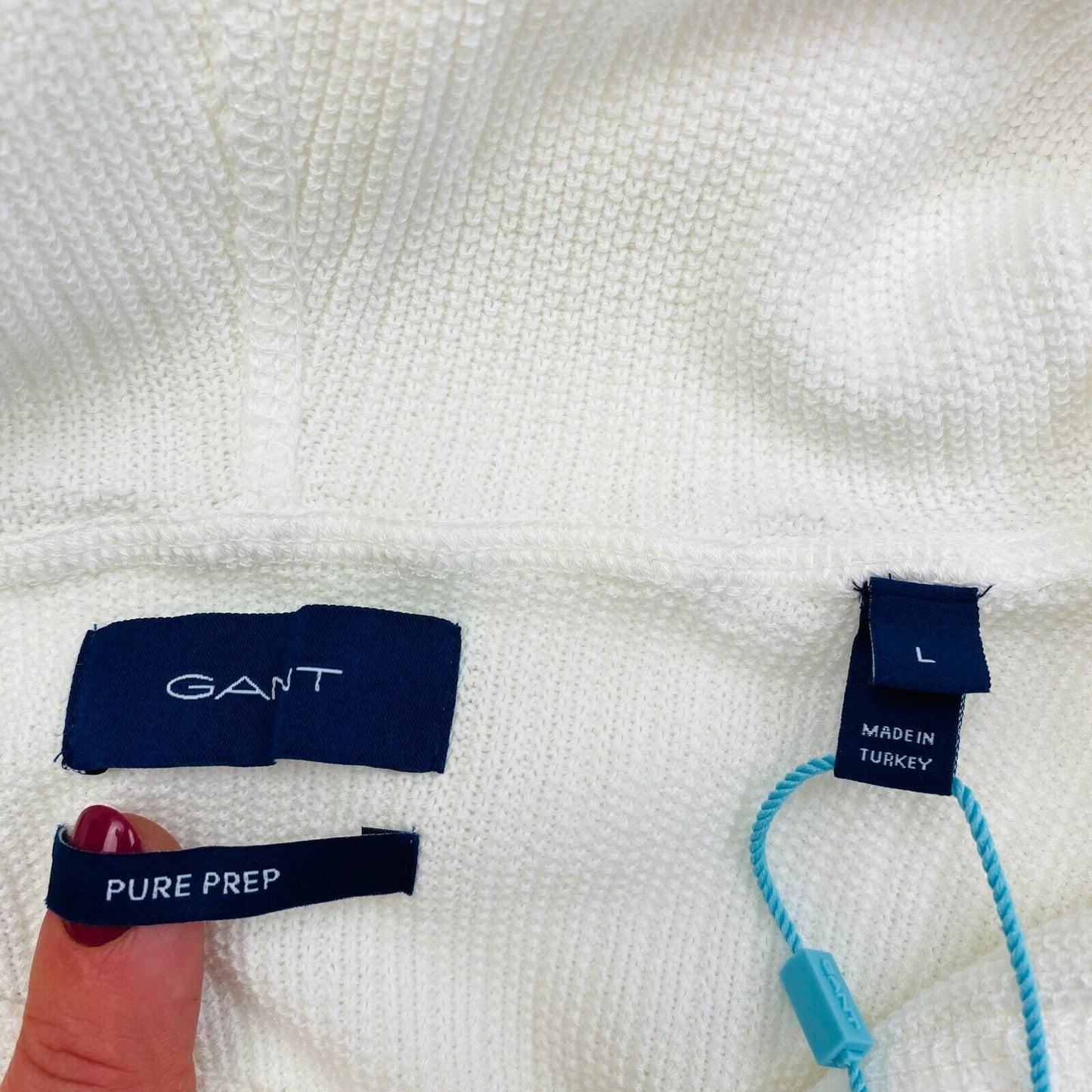 GANT Men White Pure Prep Hoodie Sweater Pullover Size L