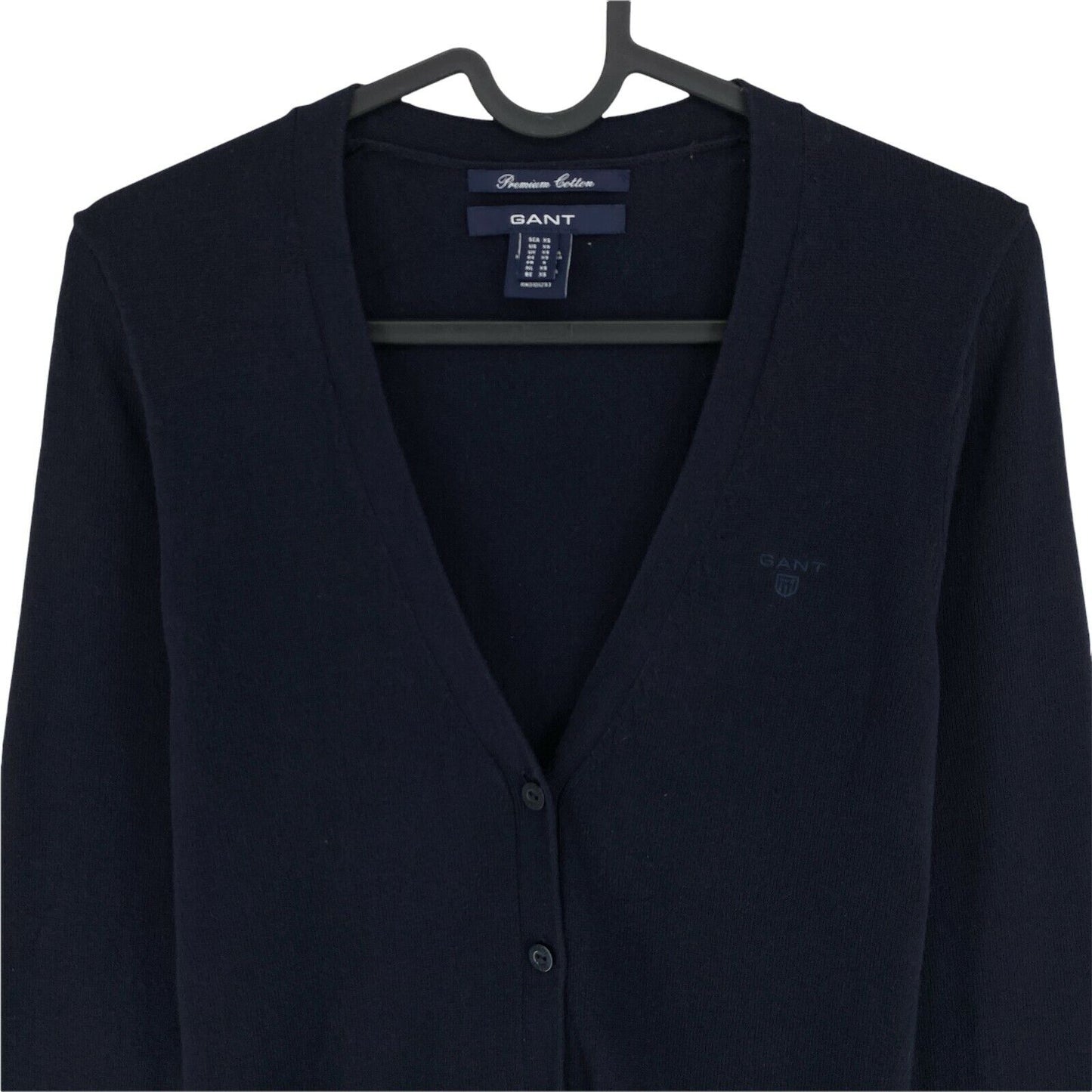 GANT Bleu Marine Premium Coton Col V Cardigan Pull Pull Taille S