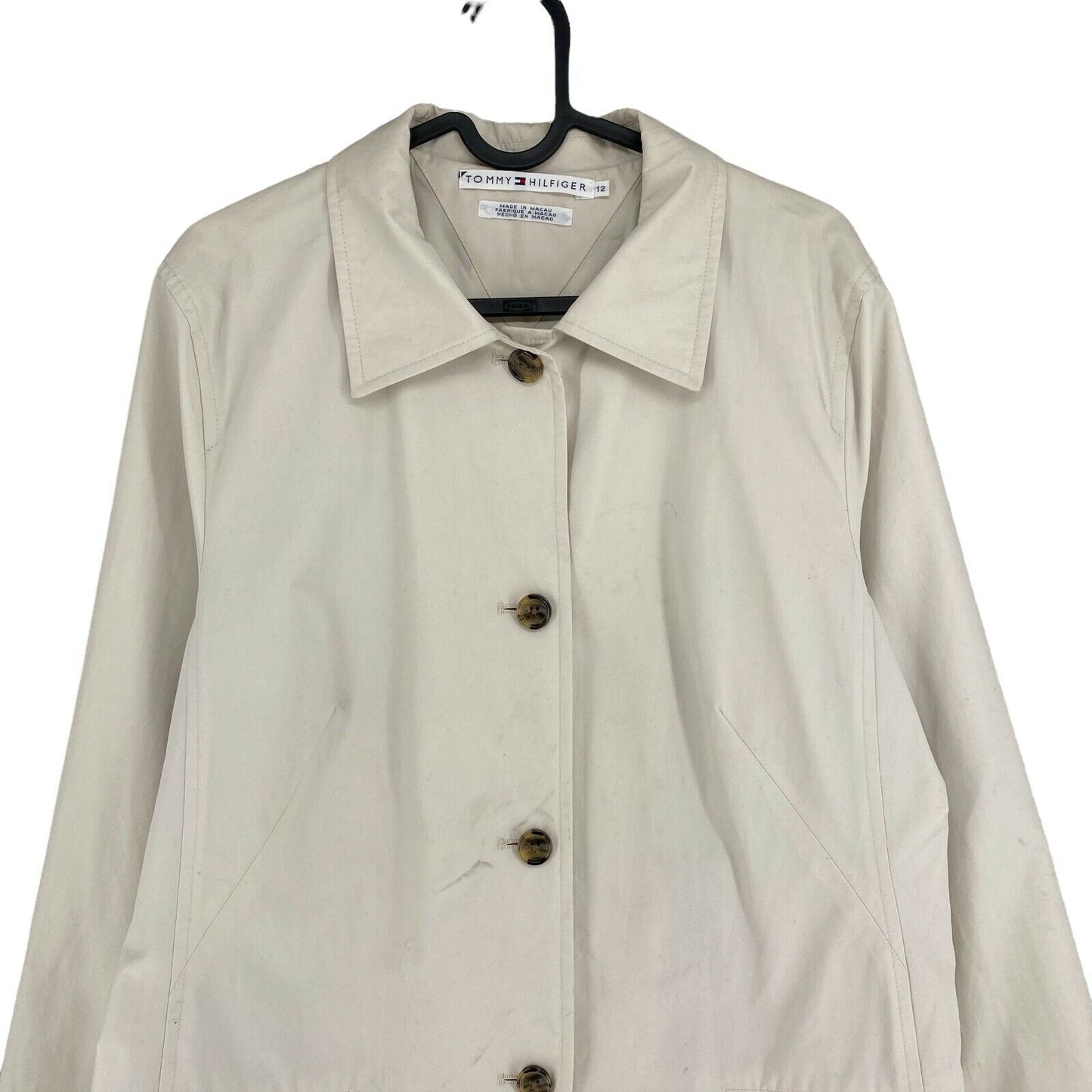 TOMMY HILFIGER Beige 100% Cotton Over Coat Size EU 42 UK 14 US 12