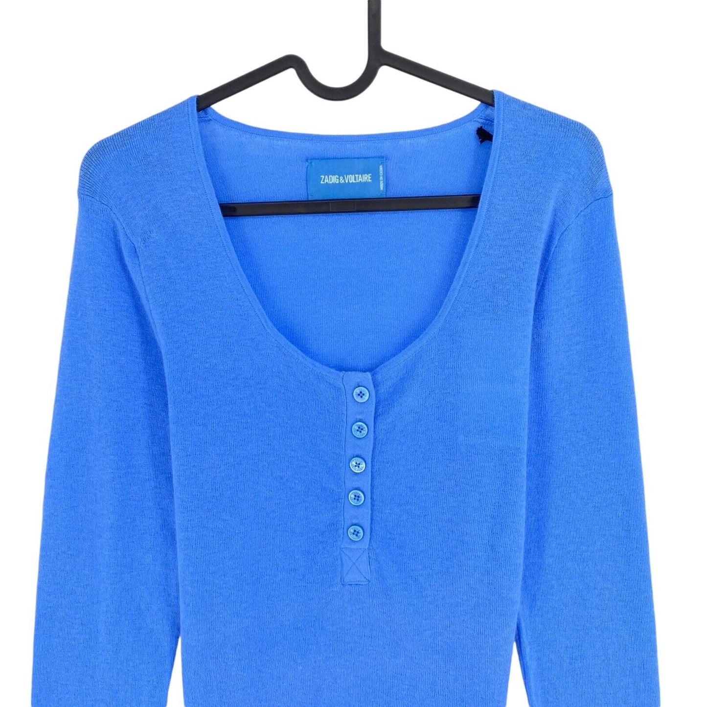 Zadig & Voltaire Women Blue Wool Cashmere Blend Scoop Neck Jumper Sweater Size M