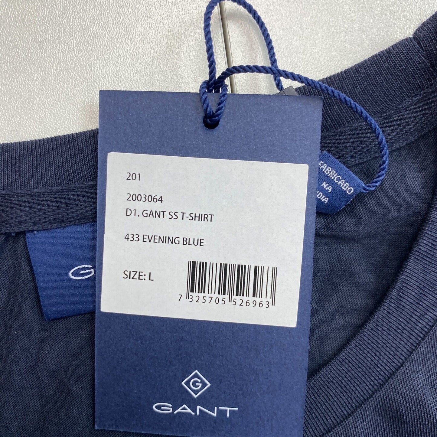 GANT T-Shirt mit Rundhalsausschnitt und Logo, Marineblau, Größe L