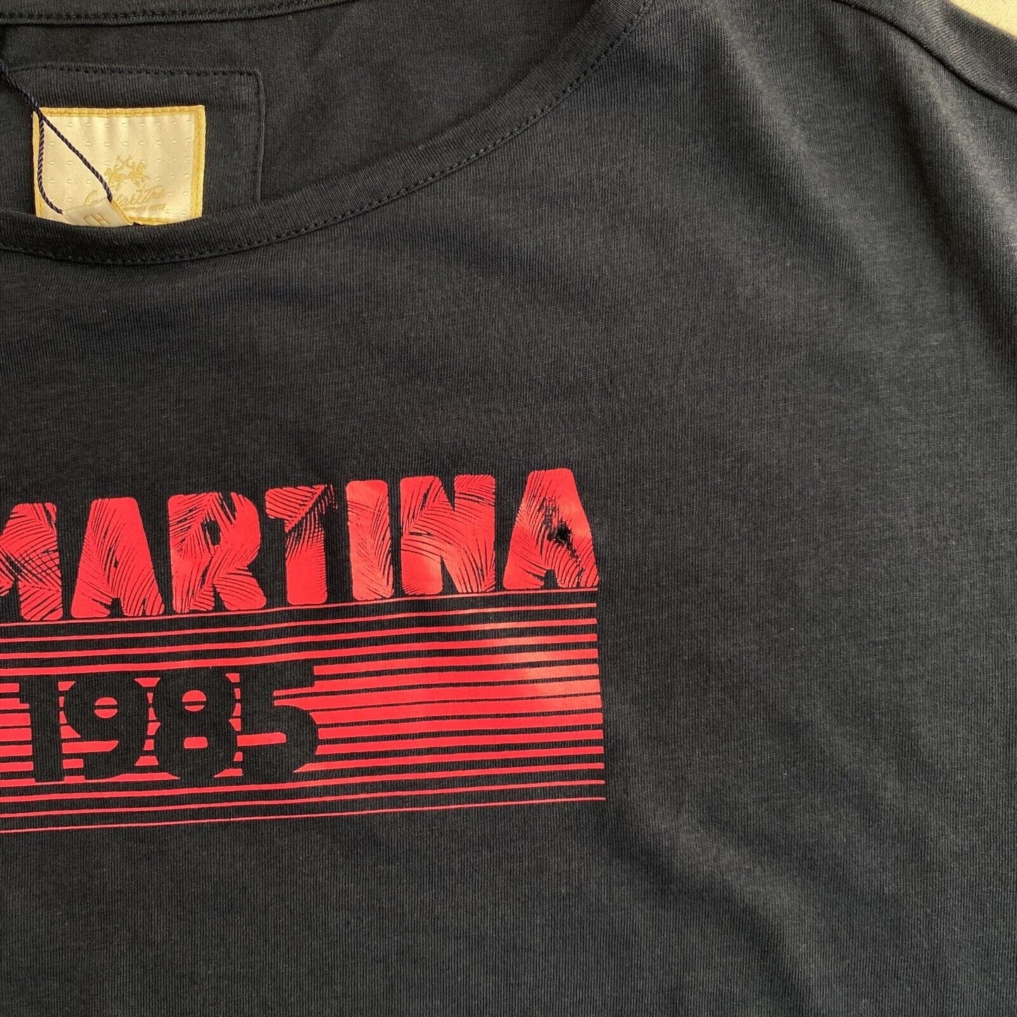 LA MARTINA T-Shirt aus Modaljersey mit Rundhalsausschnitt, Marineblau, Größe 2/S