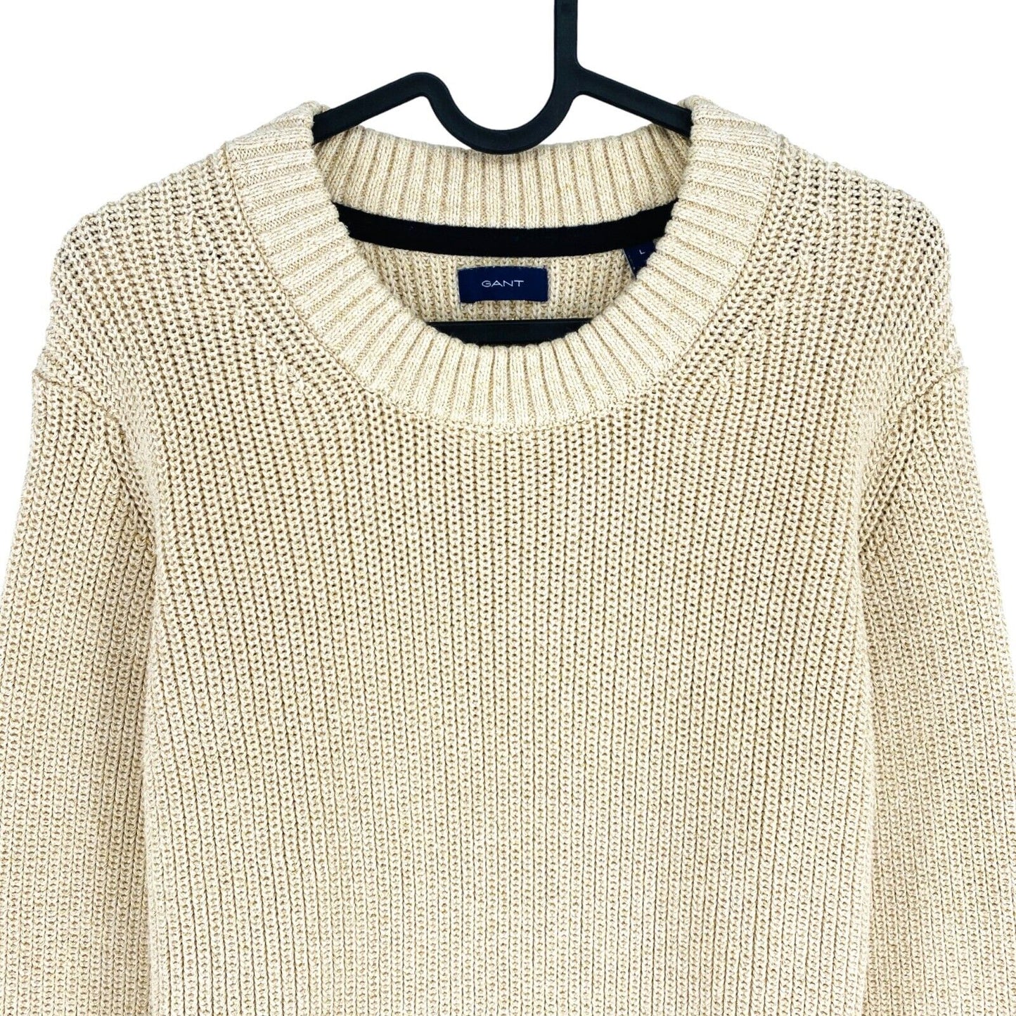 GANT Women Beige Crew Neck Sweater Jumper Size L