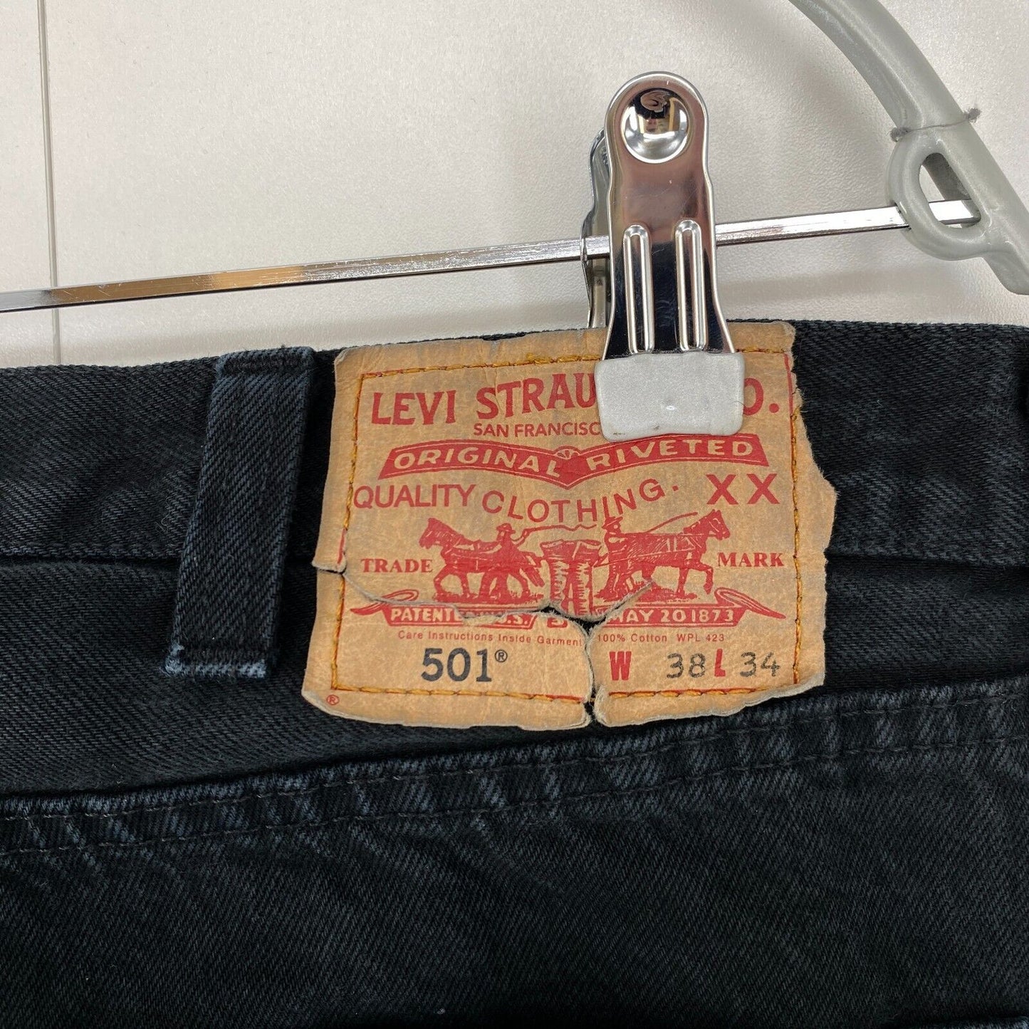 Levi's 501 Black Original Regular Straight Fit Jeans W38 L34