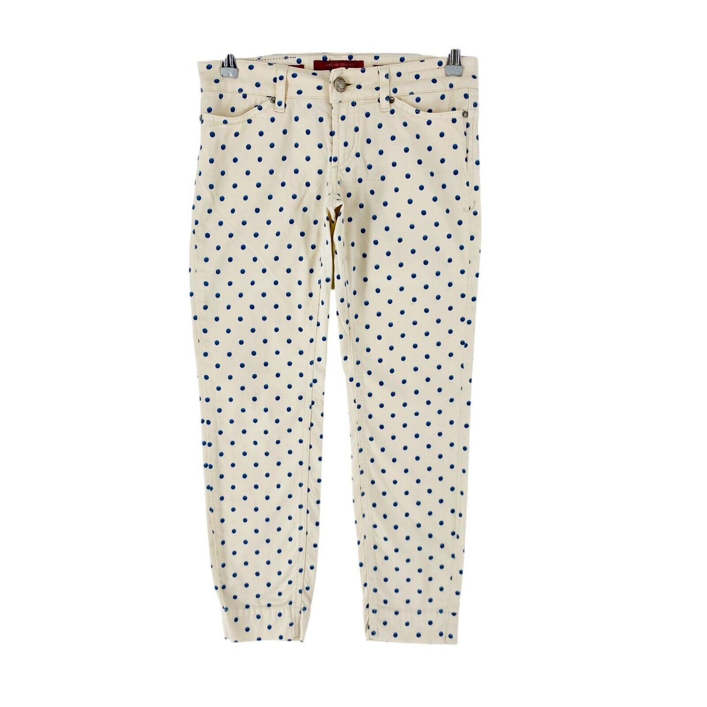 Jacob Cohen 753 Women Beige Regular Fit Polka Dot Luxury Jeans W26 Made In Italy