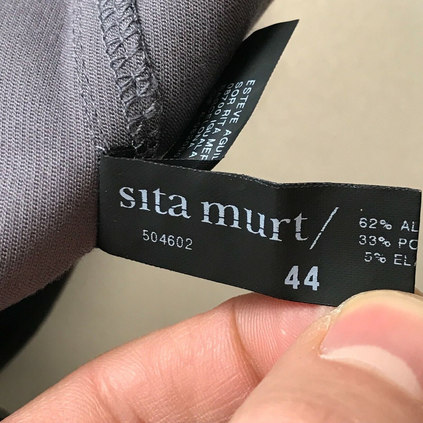 Sita Murt Women Grey Regular Tapered Fit Trousers Size 44 / W31