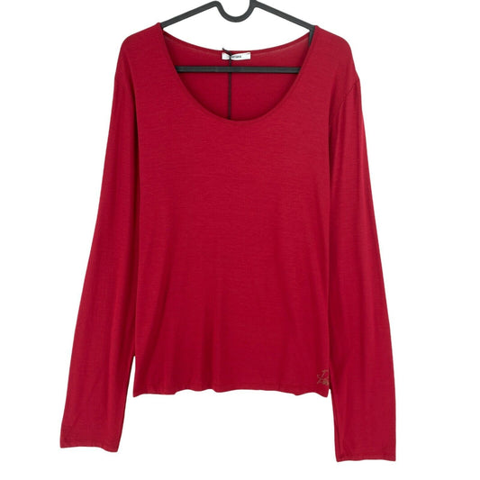 PERSONA Dark Red Scoop Neck Long Sleeves T Shirt Top Size S