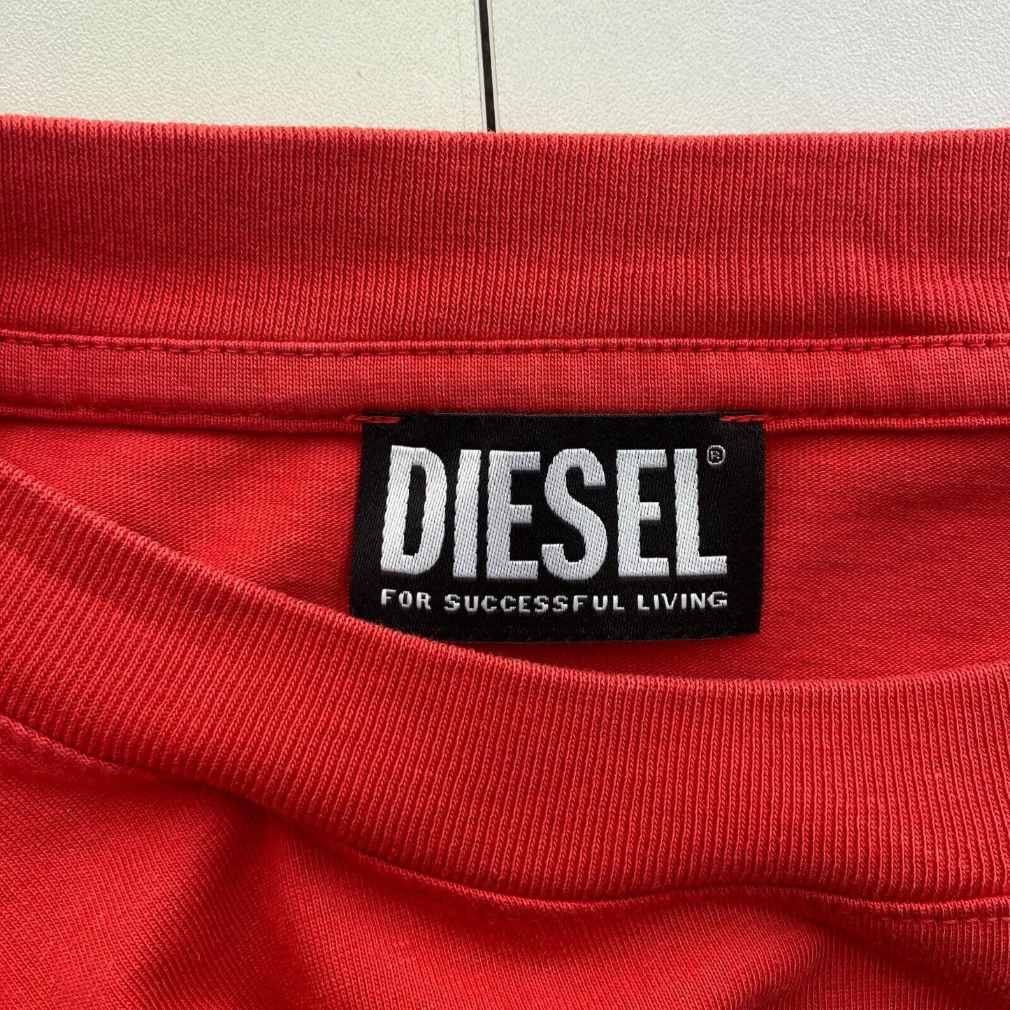 DIESEL Men Red T-WASH-E4 Crew Neck Short Sleeves T Shirt Size L