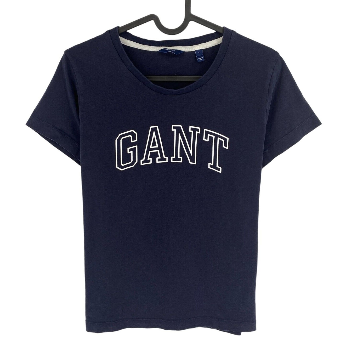 GANT Women Navy Blue Logo Crew Neck T Shirt Size L