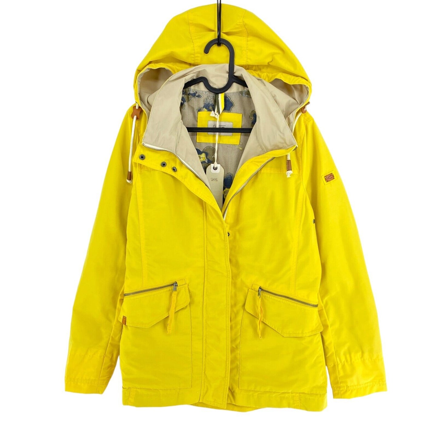 CAMEL ACTIVE Yellow Water Repellent Hooded Coat Jacket Size EU 38 UK 10 US 8