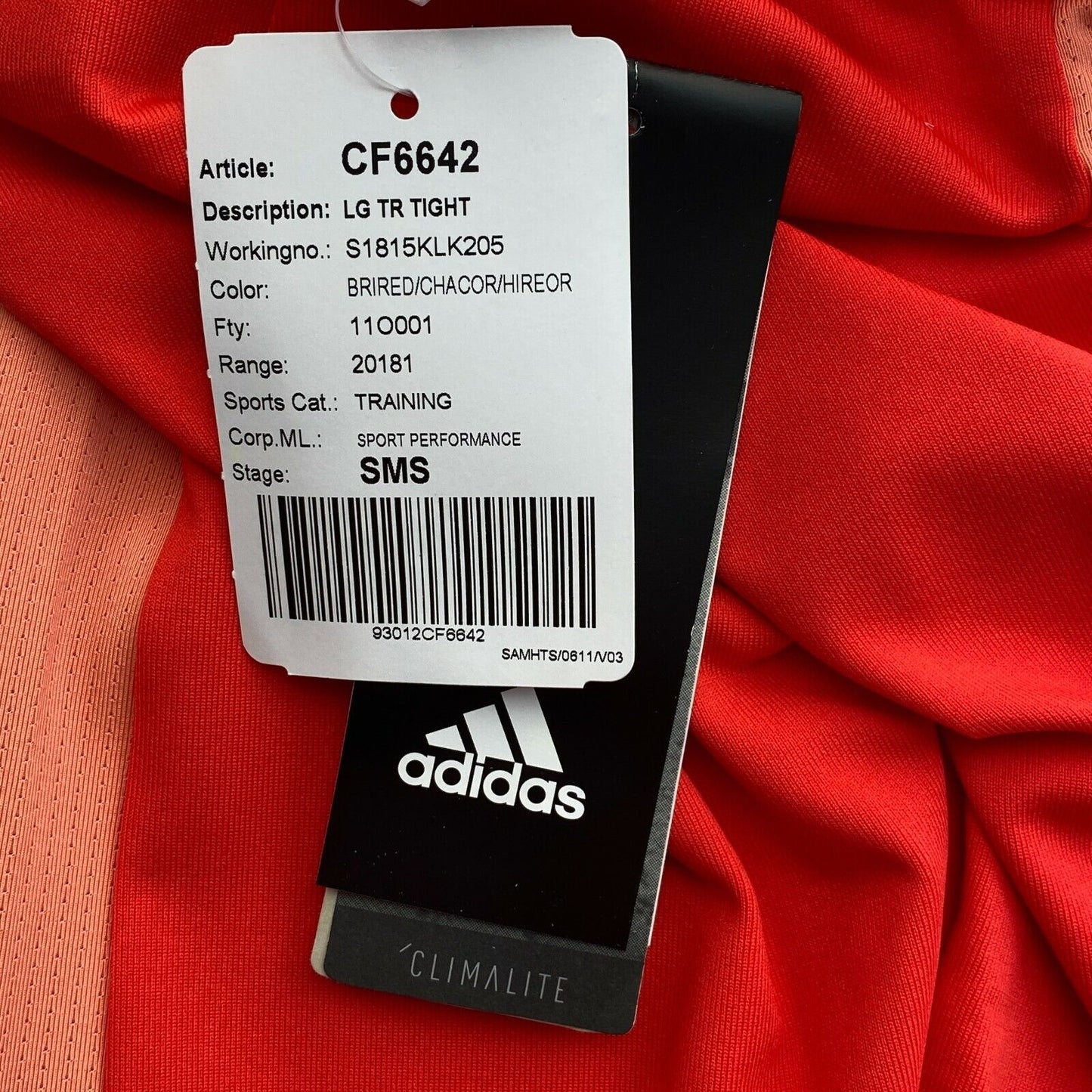 Adidas Climalite Girls Red Tight Leggings Size 5 - 6 Years