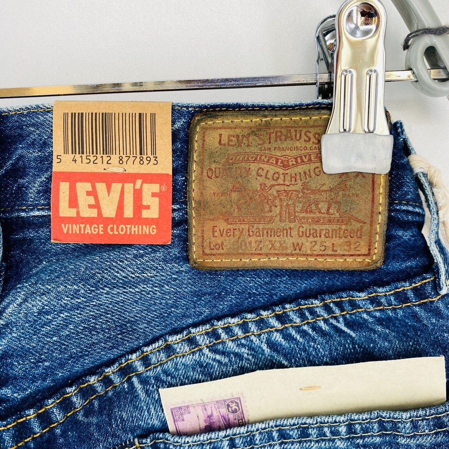 Levi's LVC 1954 501 Z Mens Boys Big E Blue Tapered Fit Distressed Jeans W25 L32