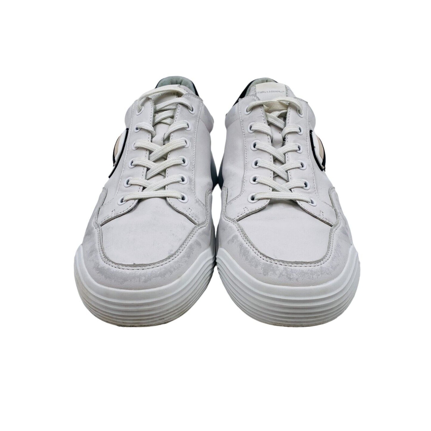 KARL LAGERFELD Men White Leather Ikonik Low Lace Sneakers Size EU 46 UK 12 US 13