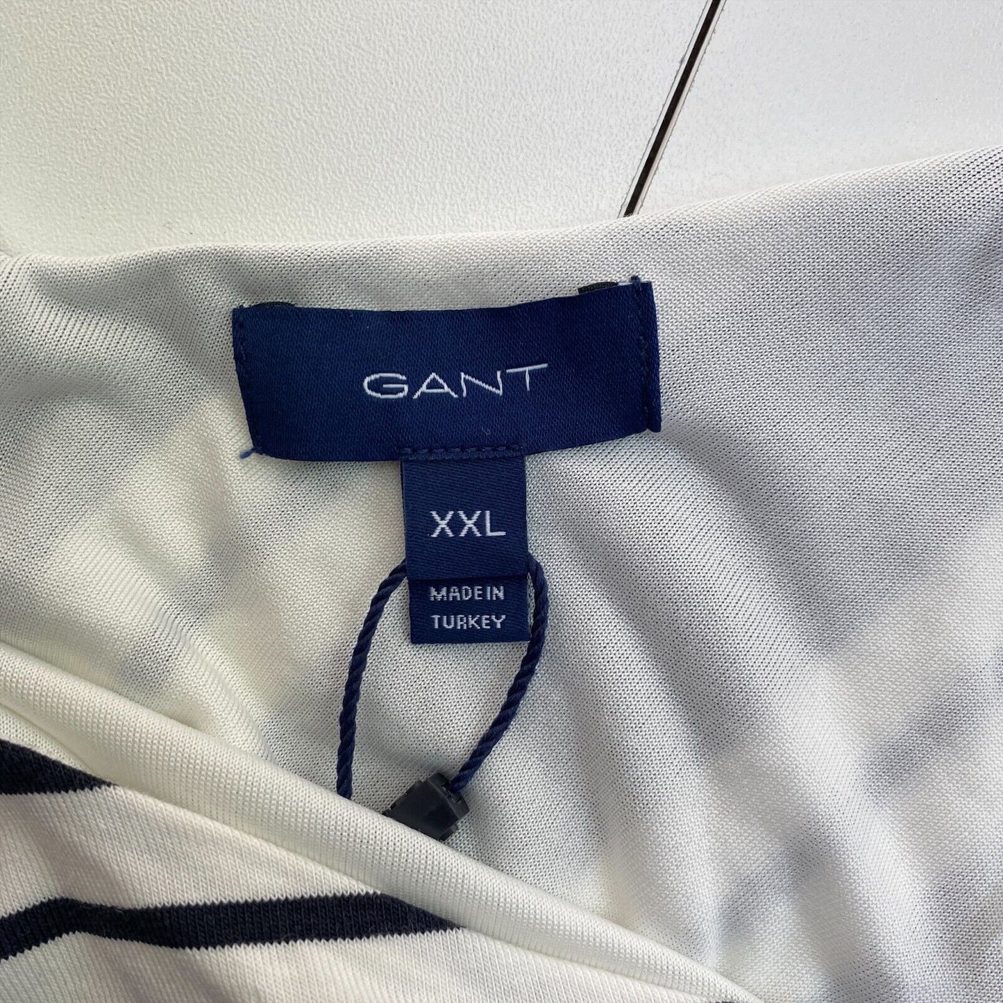 GANT Robe en jersey ceinturée sans manches à rayures bleu marine Maxi Taille 2XL XXL