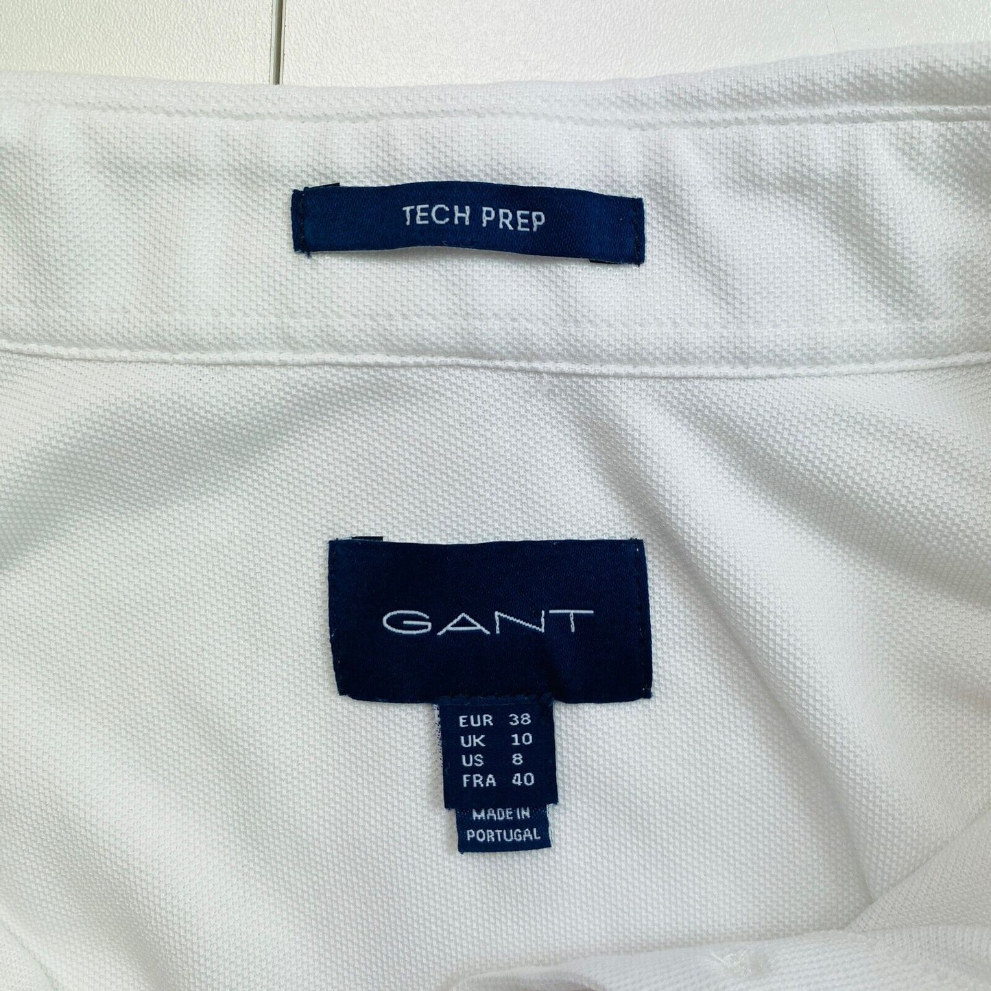 GANT White Tech Prep Pique Shirt Size EU 38 UK 10 US 8